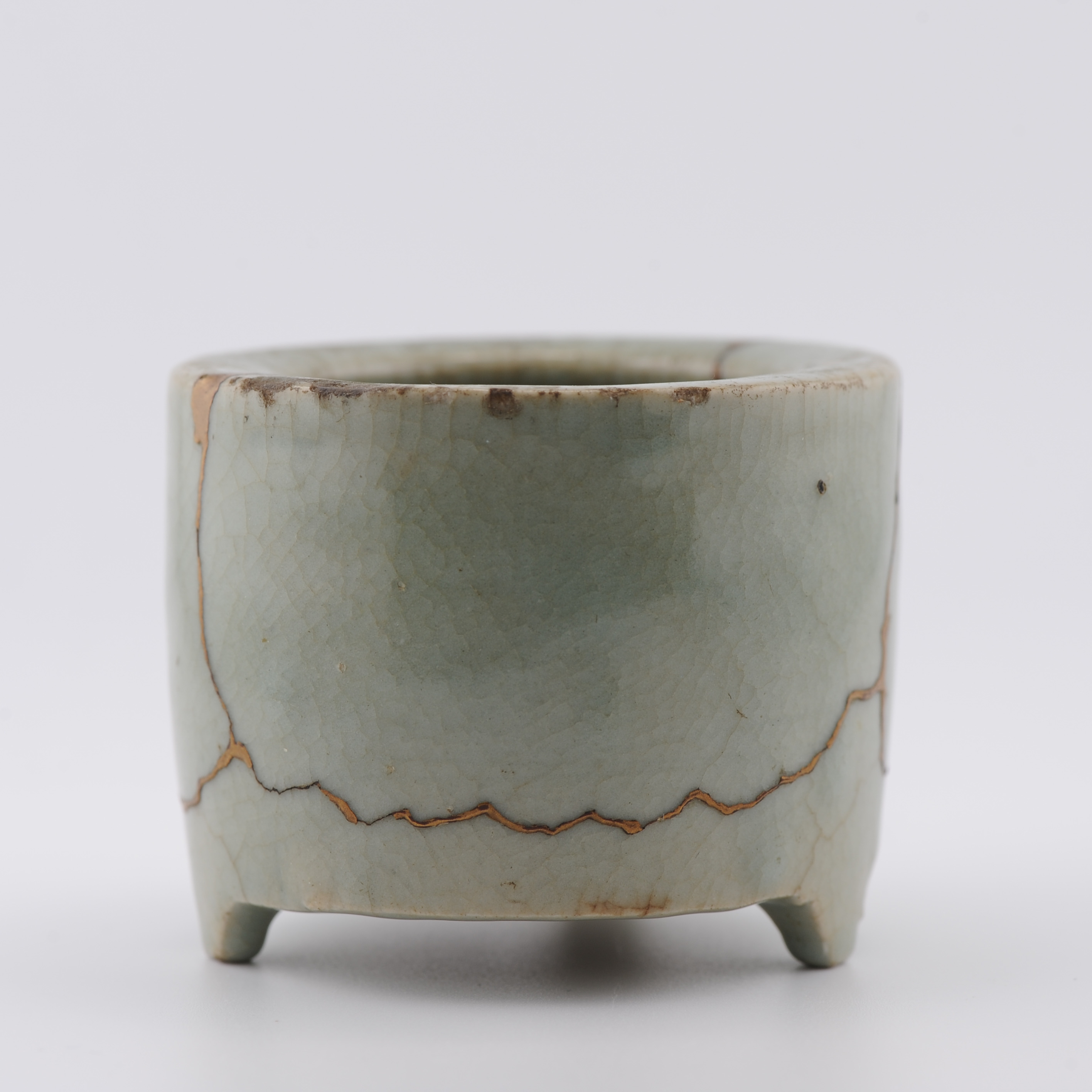 Antique Celadon Monochrome Incense burner Kintsugi Repaired China Ming - Image 5