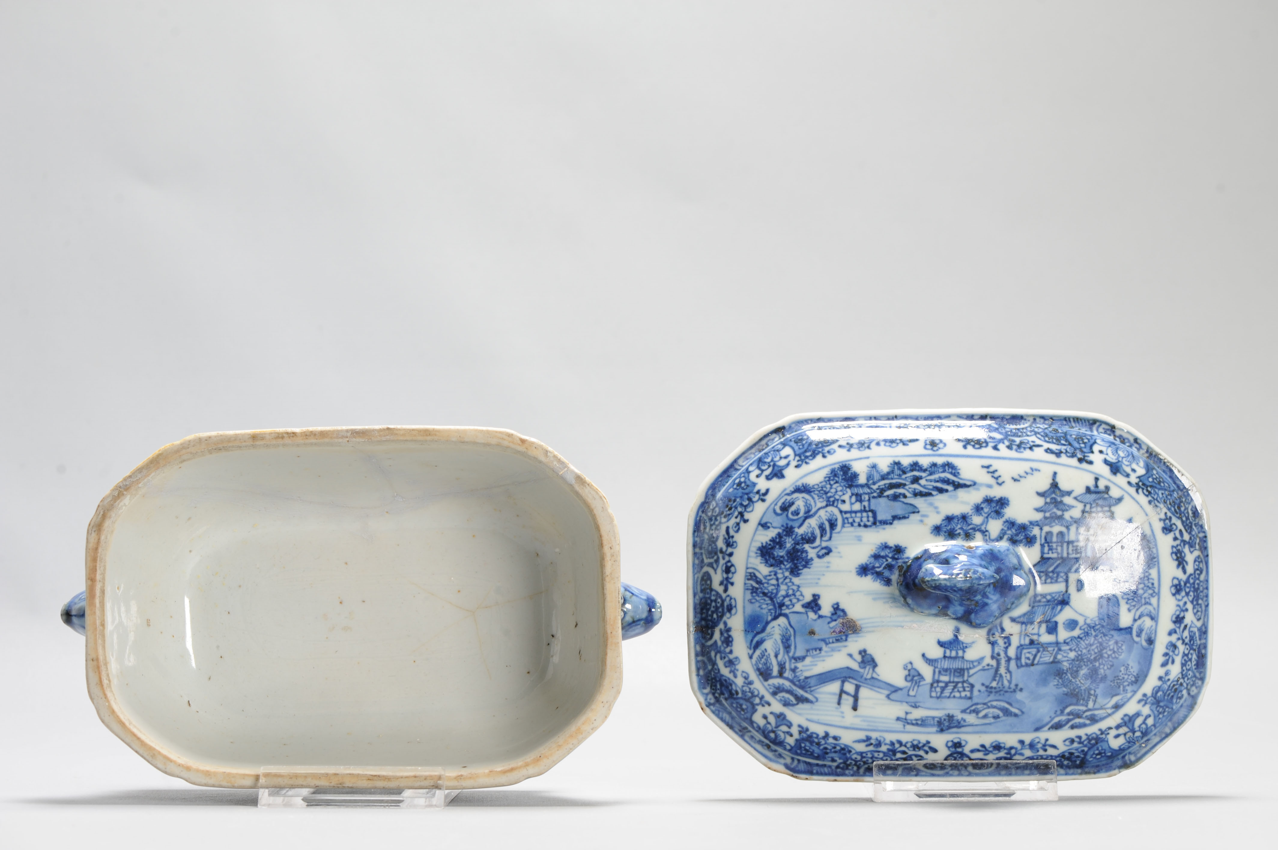 18C Qianlong period Chinese Porcelain Tureen with Lid Flower Landscape - Image 3