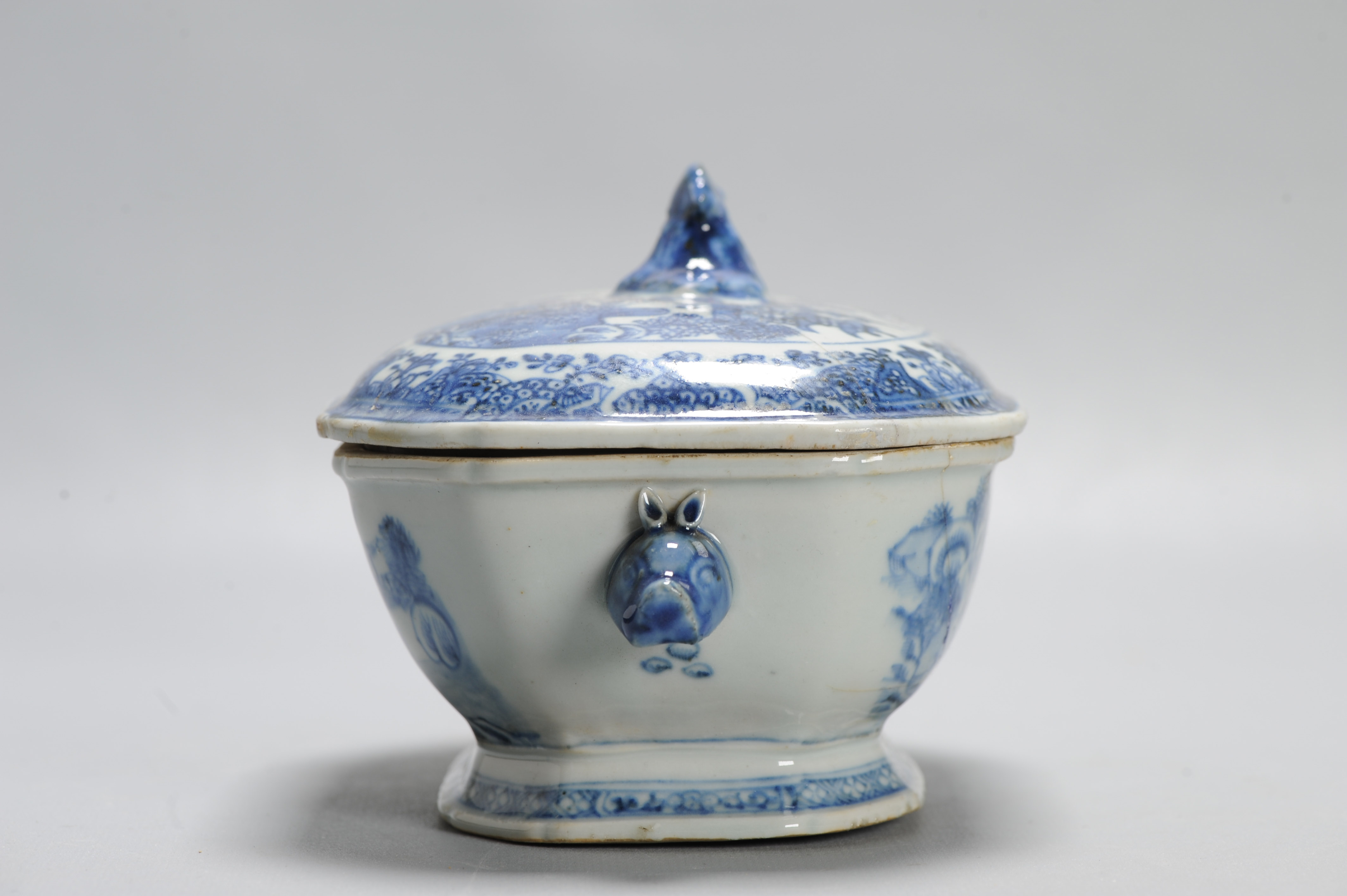 18C Qianlong period Chinese Porcelain Tureen with Lid Flower Landscape - Image 11