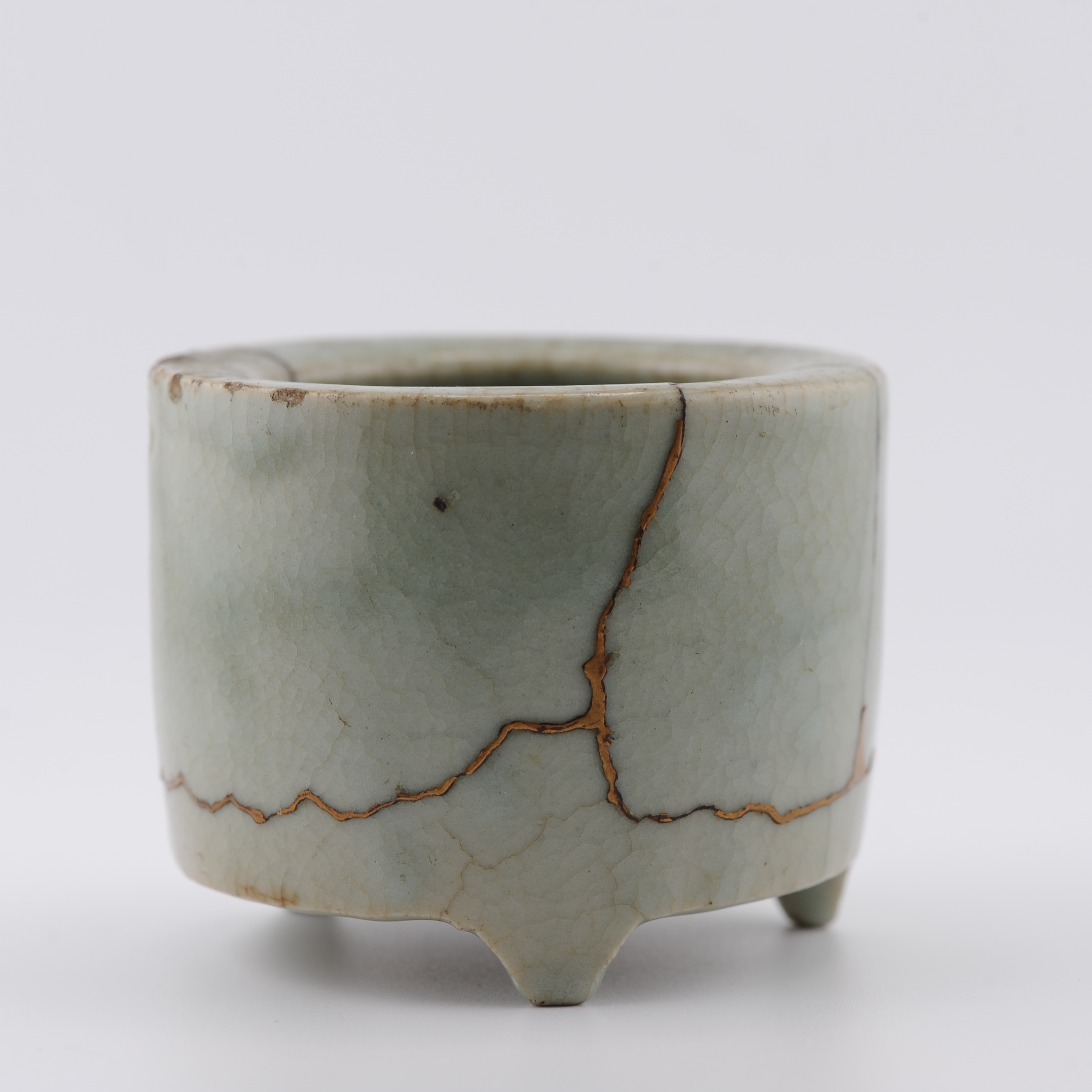 Antique Celadon Monochrome Incense burner Kintsugi Repaired China Ming - Image 3