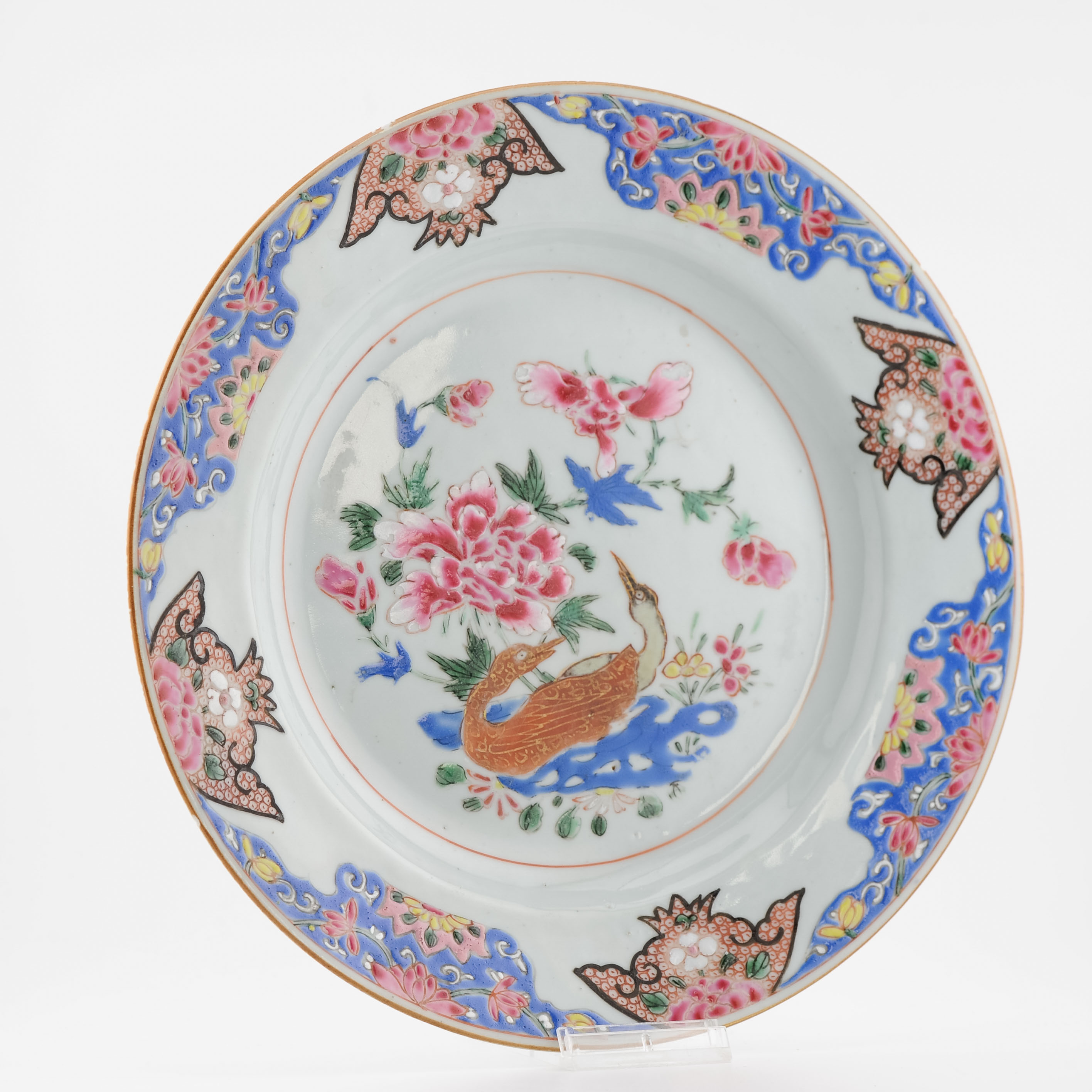 18C Yongzheng/Qianlong Chinese Porcelain Plate Ducks Geese Fencai - Image 2
