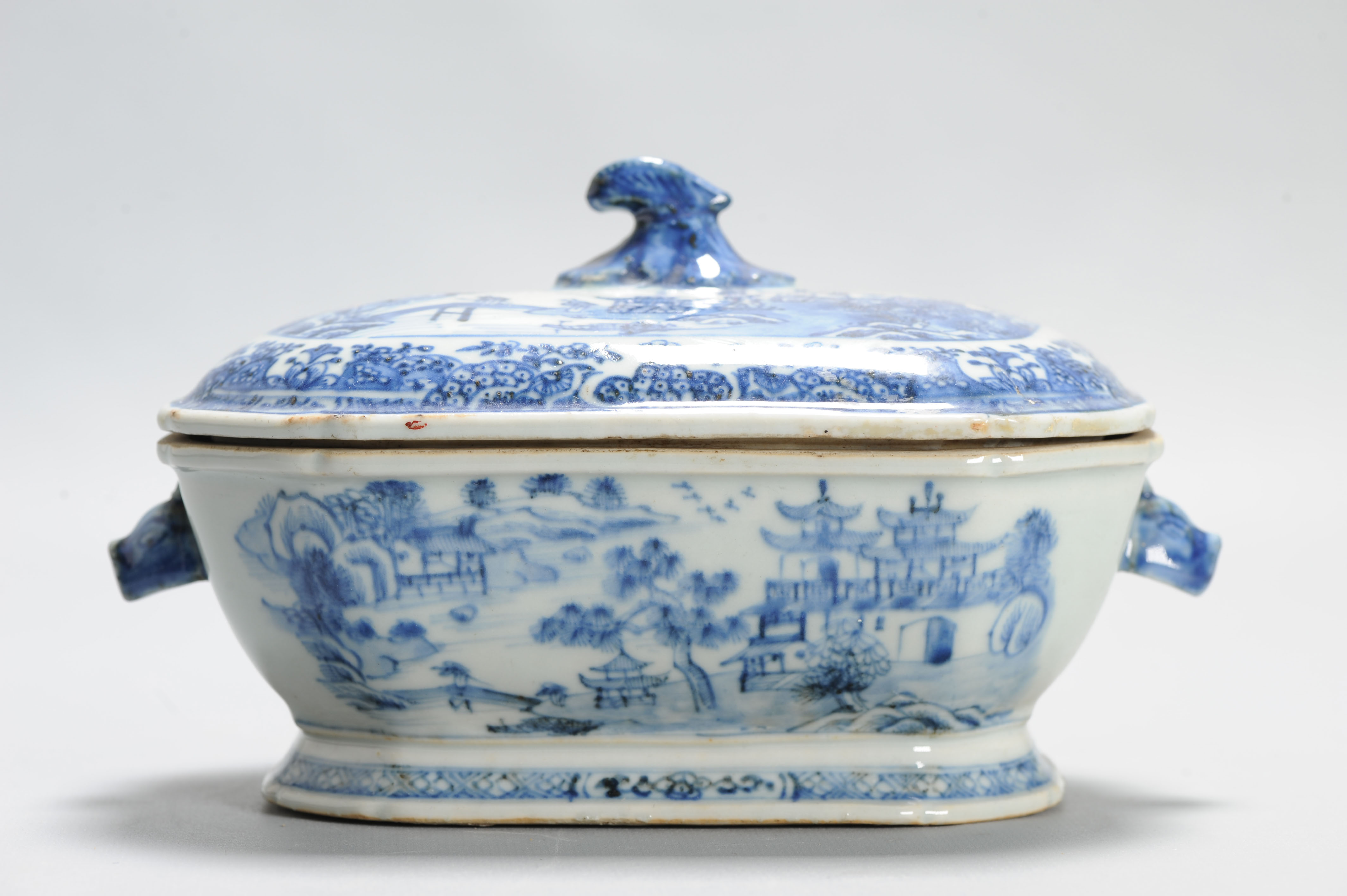 18C Qianlong period Chinese Porcelain Tureen with Lid Flower Landscape - Image 14