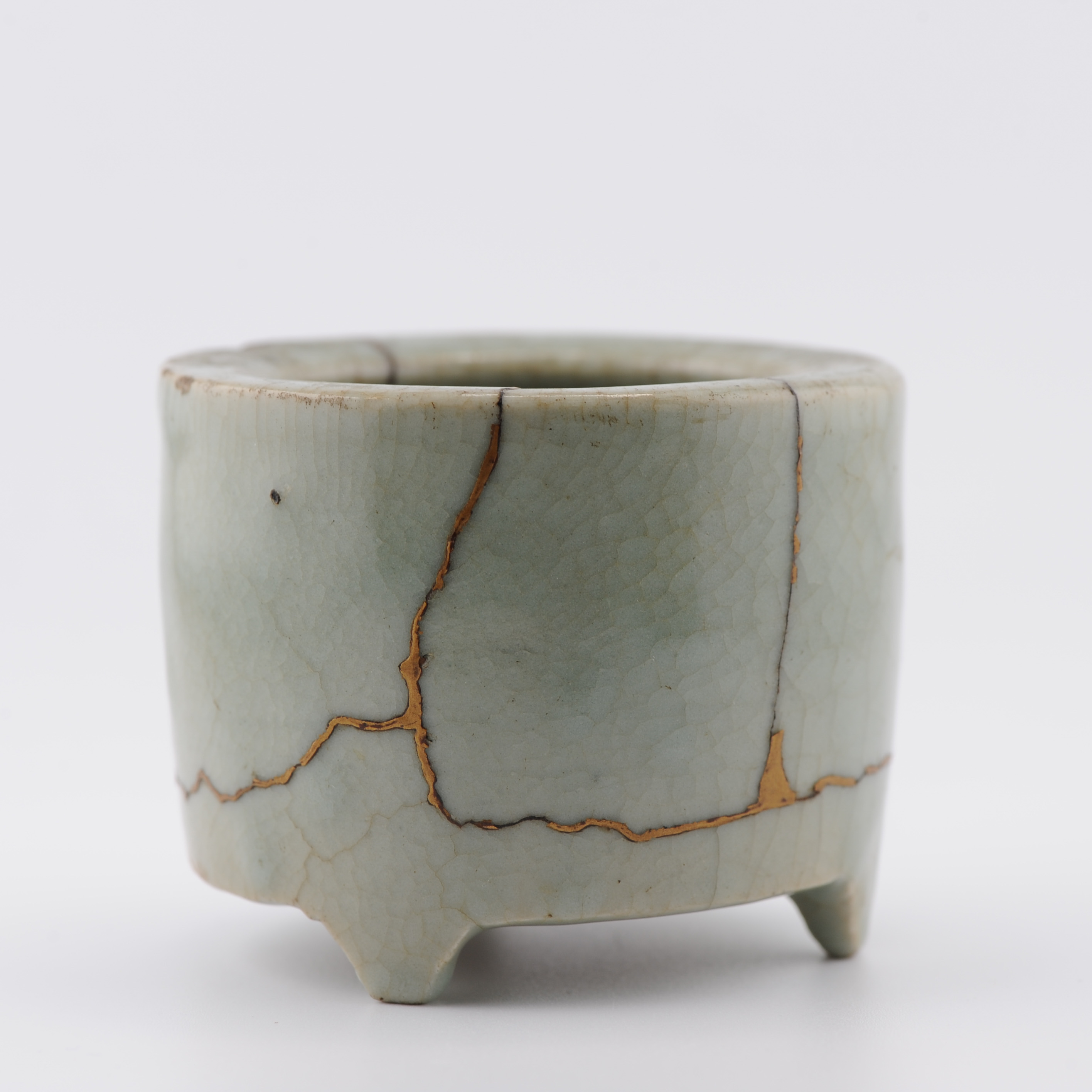 Antique Celadon Monochrome Incense burner Kintsugi Repaired China Ming - Image 2