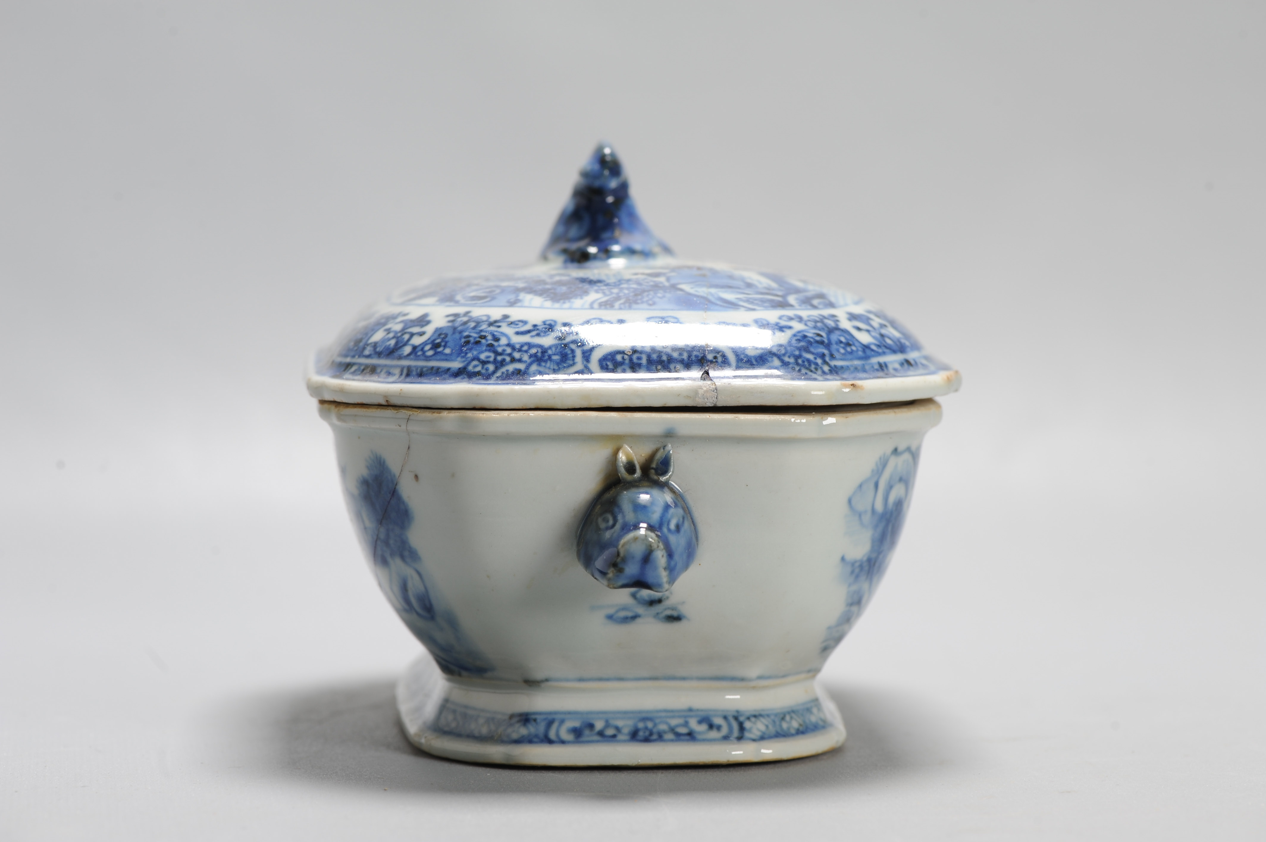 18C Qianlong period Chinese Porcelain Tureen with Lid Flower Landscape - Image 5
