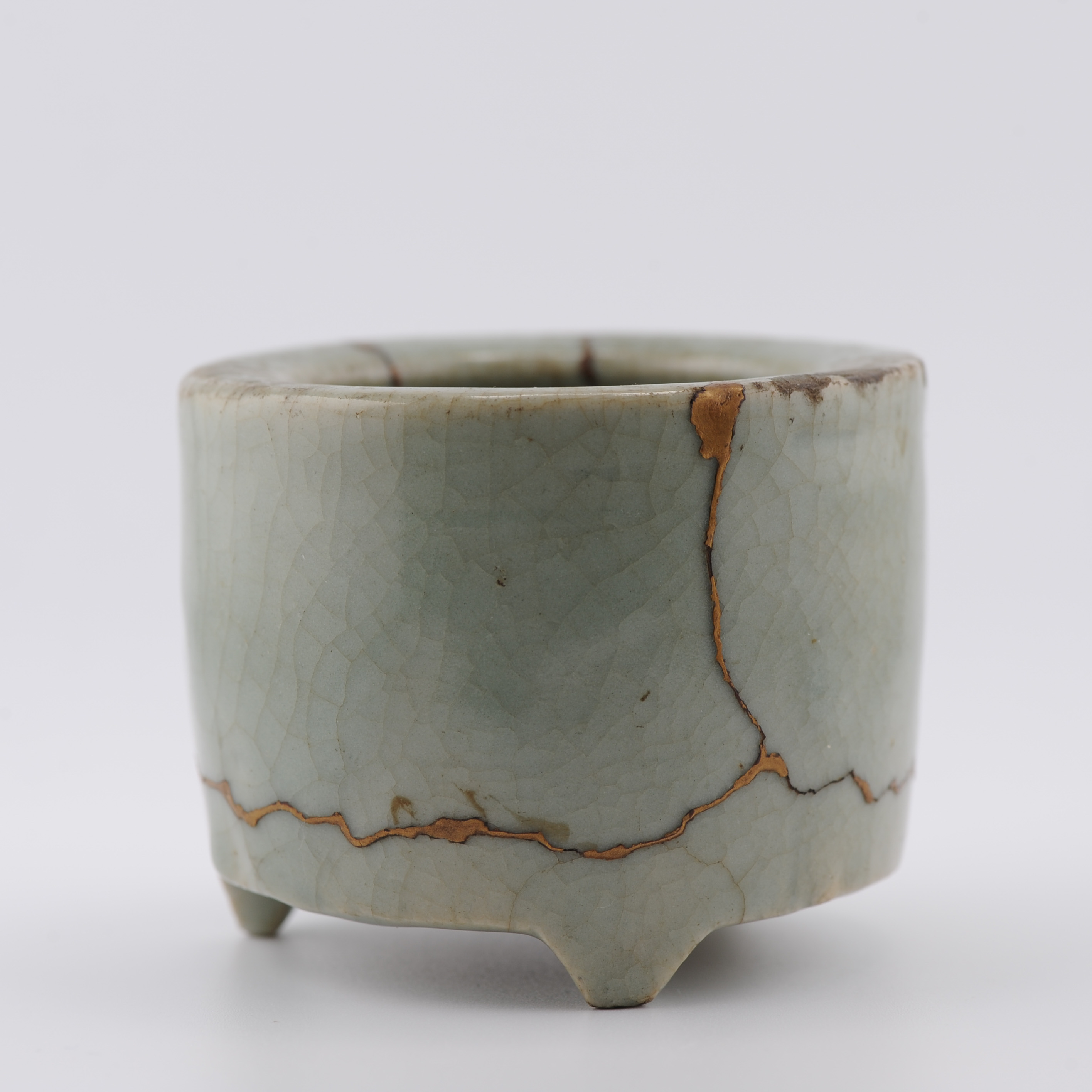 Antique Celadon Monochrome Incense burner Kintsugi Repaired China Ming - Image 7