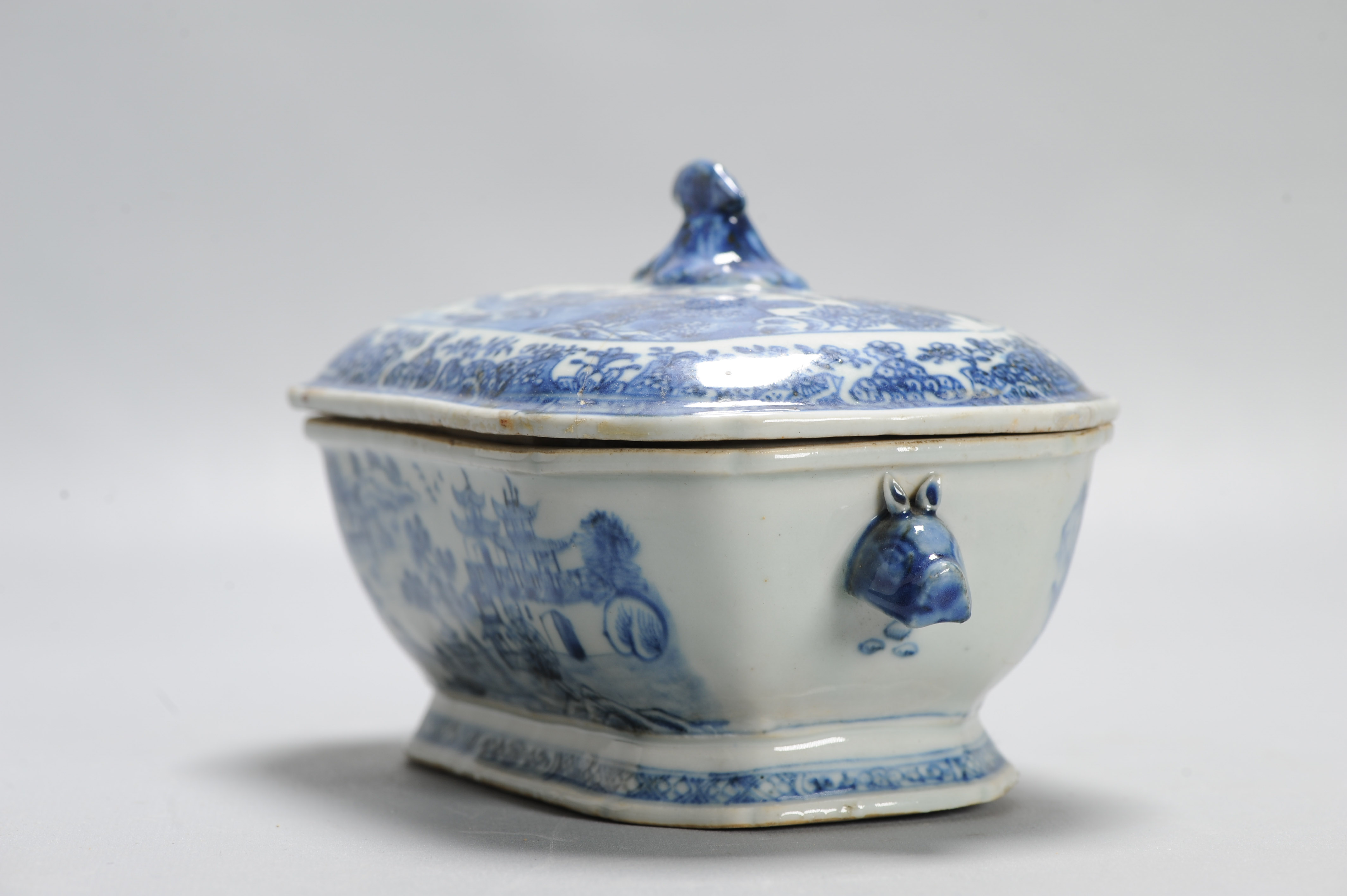18C Qianlong period Chinese Porcelain Tureen with Lid Flower Landscape - Image 12