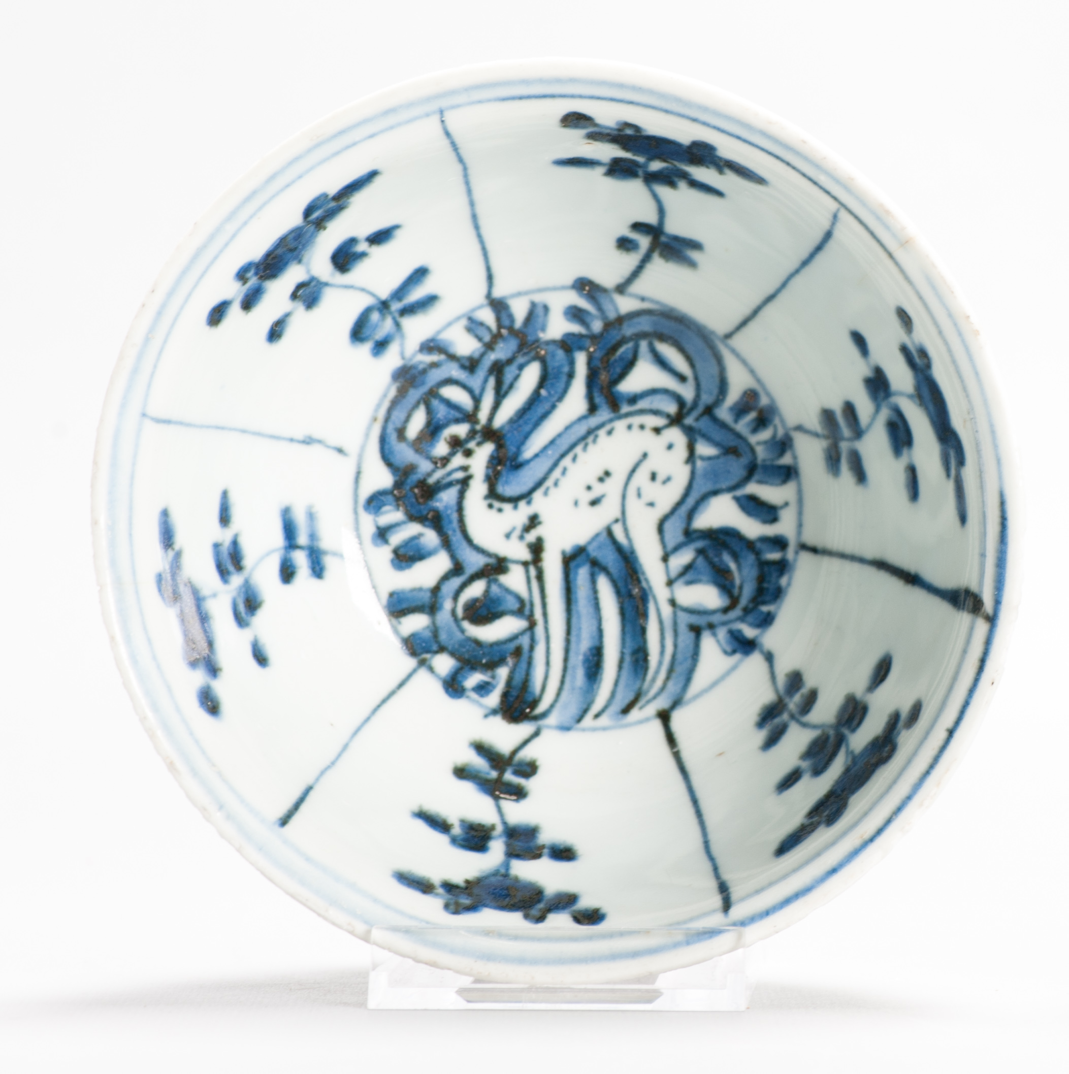 Antique Chinese Ming period Kraak Bowl Deer Wanli or Tianqi Period - Image 3