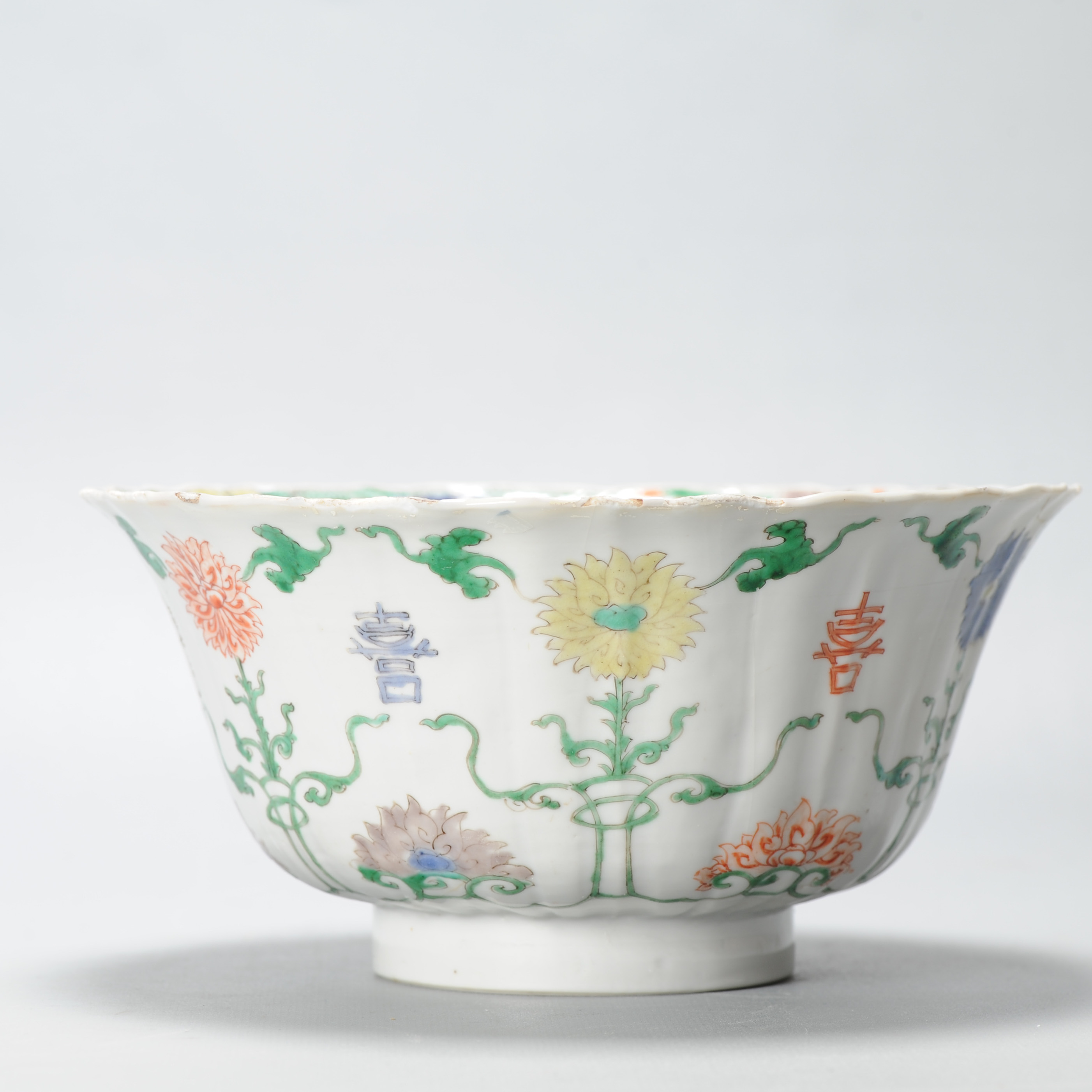 Antique Kangxi Period Chinese Porcelain Famille Verte Bowl Lotus Character - Image 10