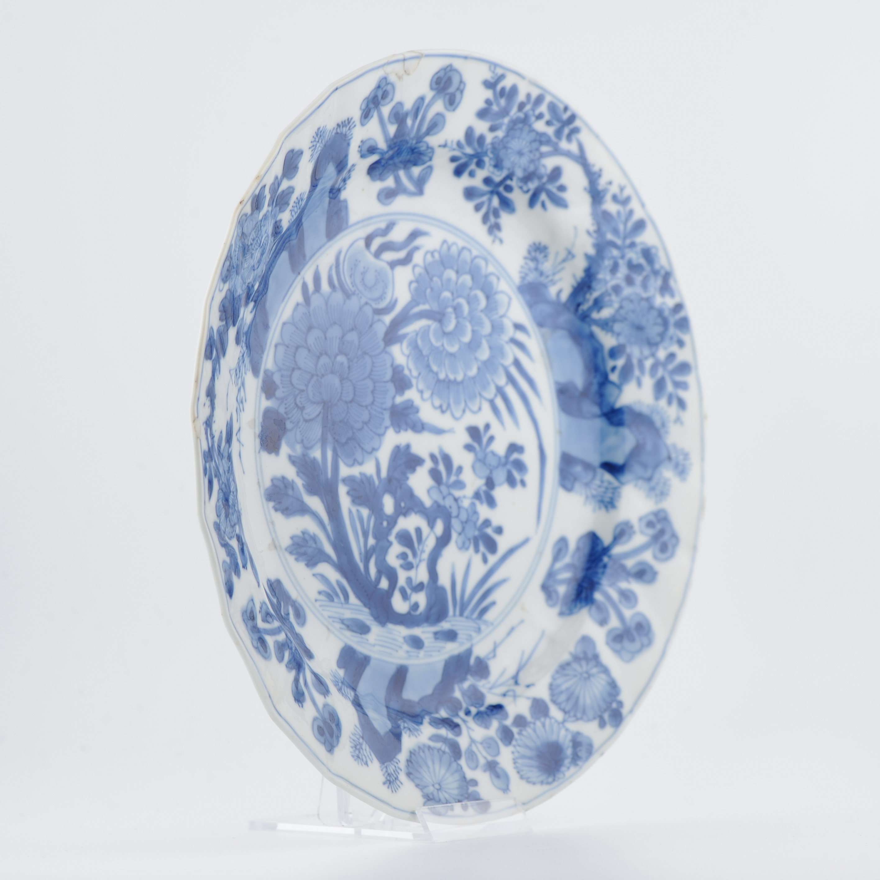 Antique 1680-1700 Chinese Porcelain Plate Kangxi Blue Marked Base - Image 4