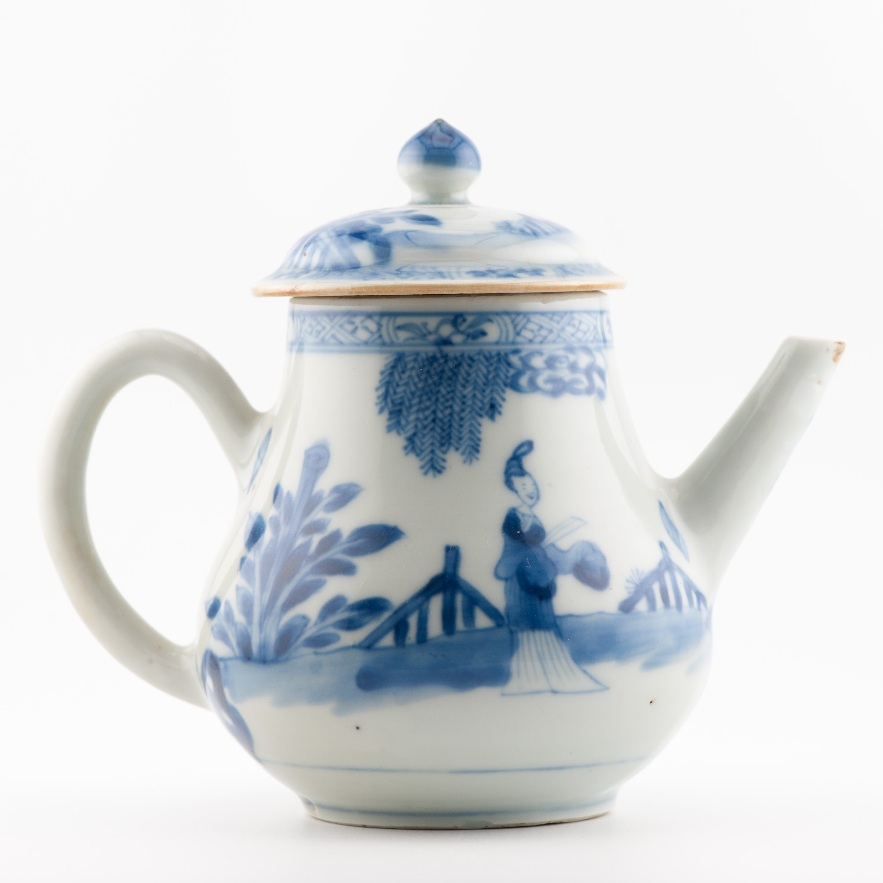 Antique Kangxi Period Chinese Porcelain Blue & White Teapot Landscape - Image 14