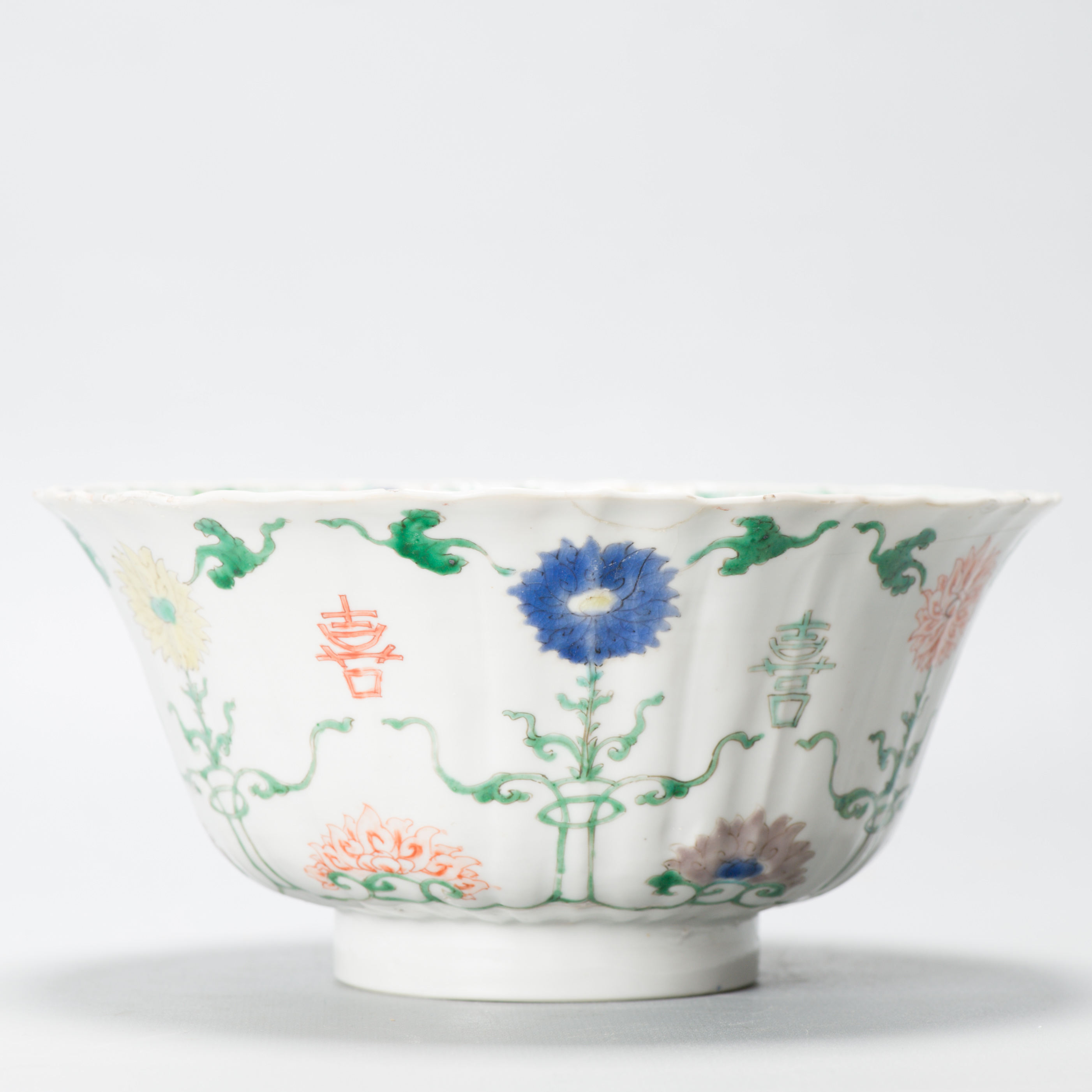 Antique Kangxi Period Chinese Porcelain Famille Verte Bowl Lotus Character - Image 11