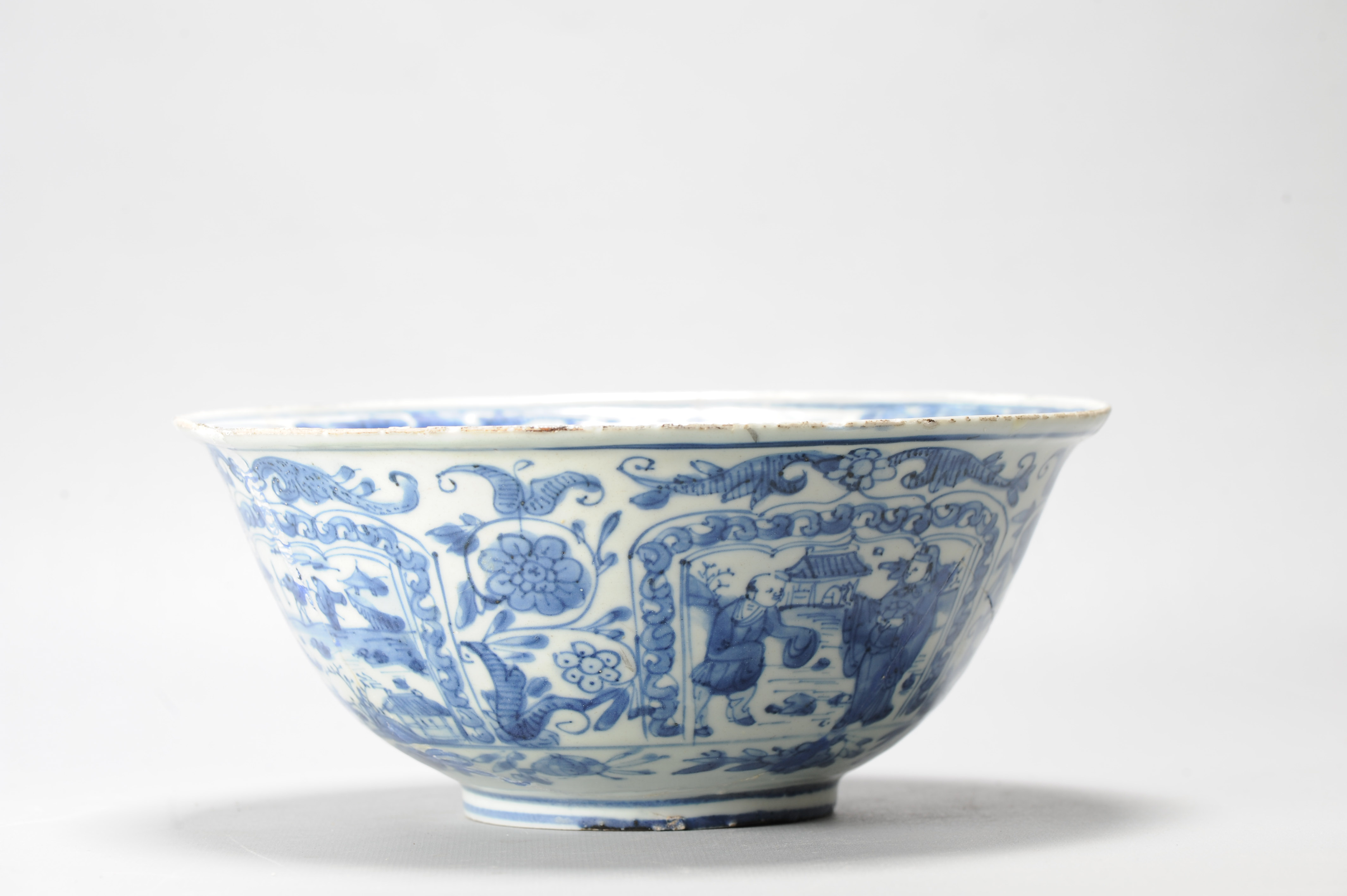 Antique Chongzhen Ming Chinese Porcelain Kraak Bowl with a Landscape Scene - Image 18