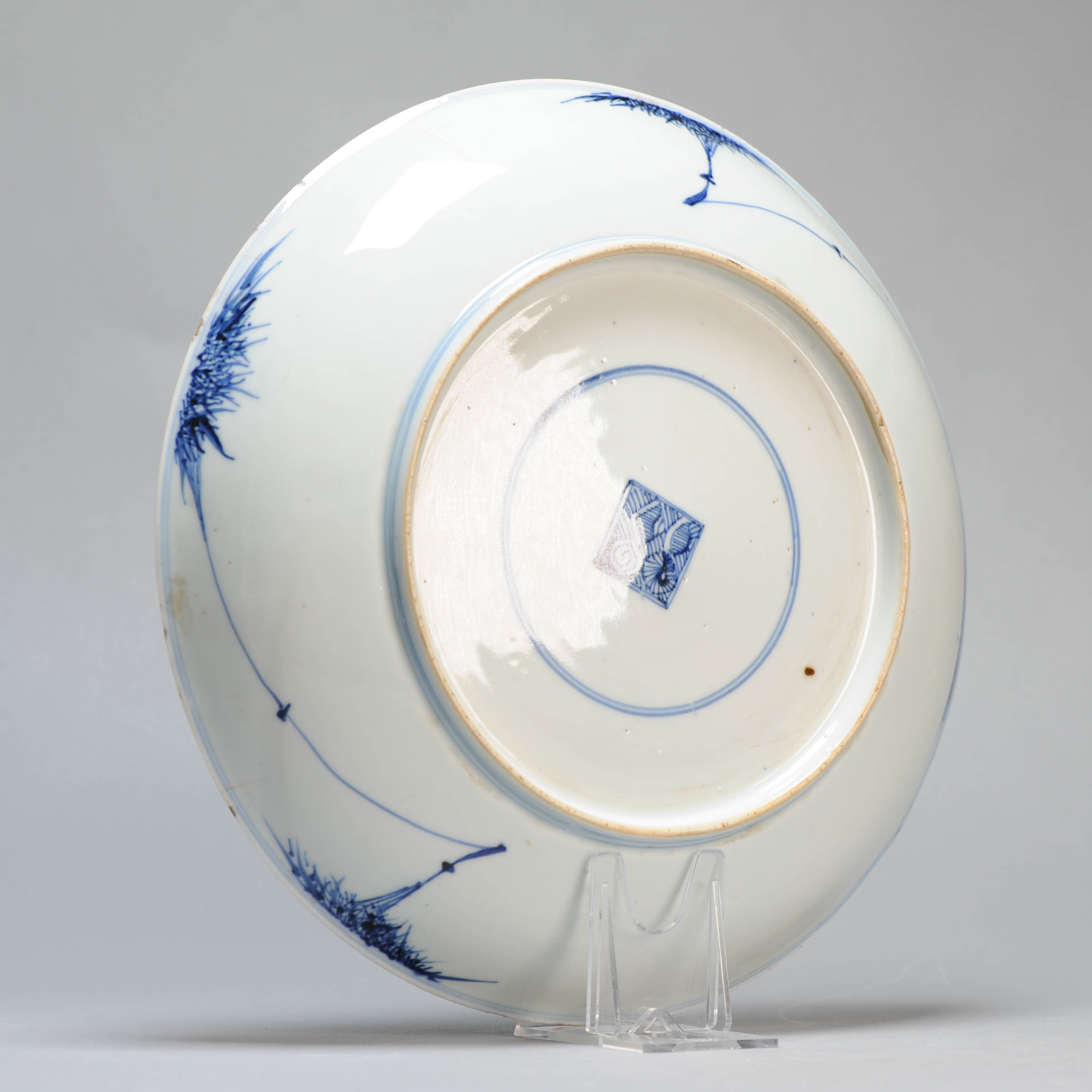 25.5CM Antique 18th Century Chinese Porcelain Plate Figures Design Marked - Image 16