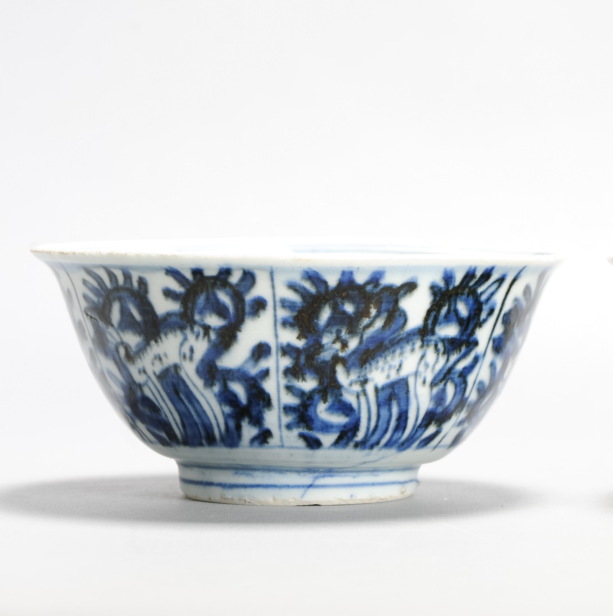 Antique Chinese Ming period Kraak Bowl Deer Wanli or Tianqi Period - Image 4