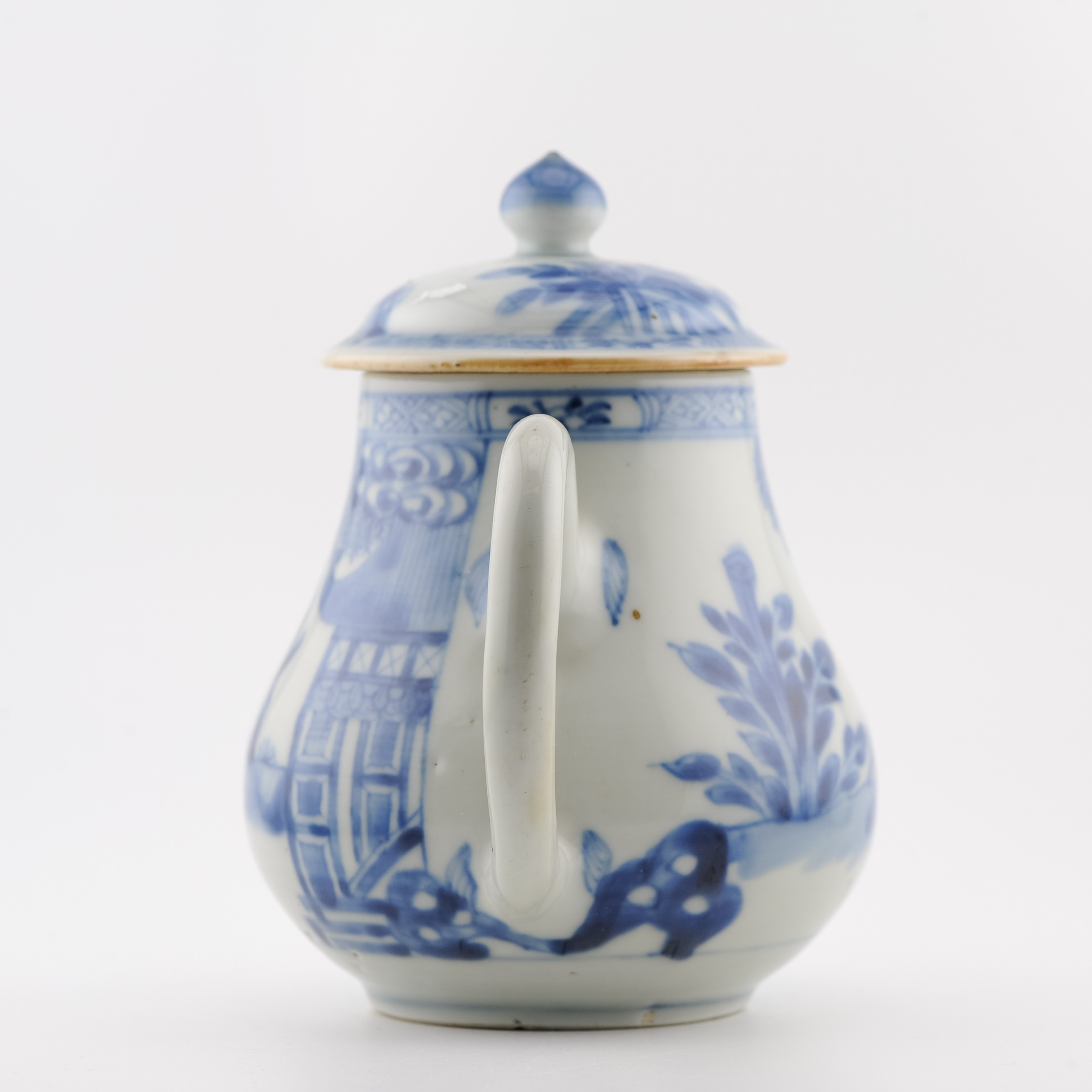 Antique Kangxi Period Chinese Porcelain Blue & White Teapot Landscape - Image 6