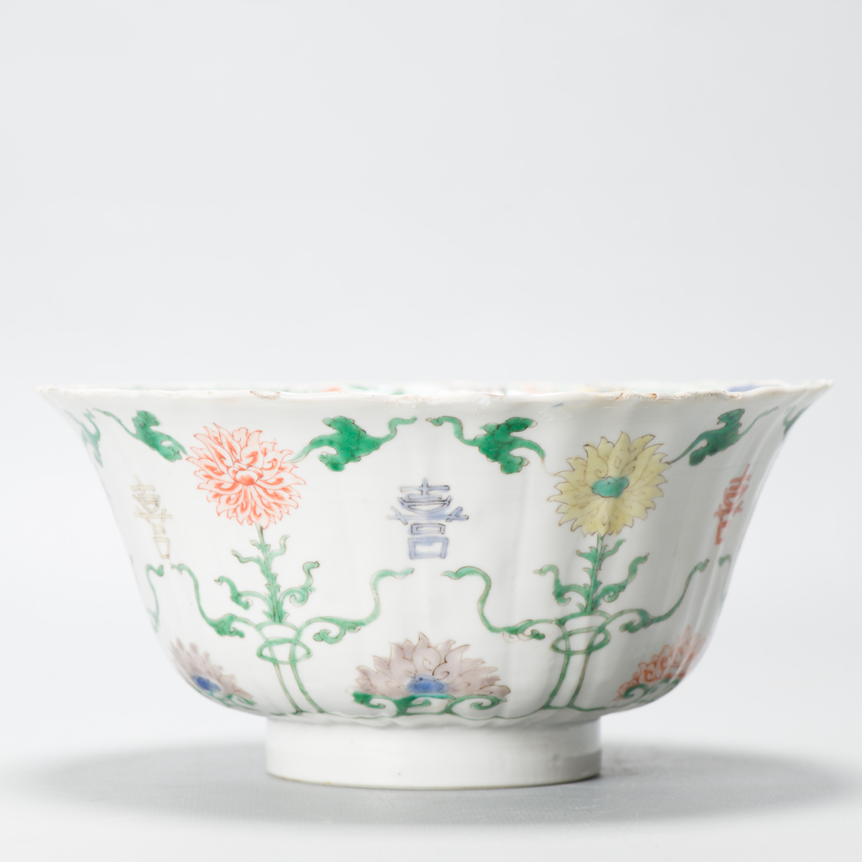 Antique Kangxi Period Chinese Porcelain Famille Verte Bowl Lotus Character - Image 9