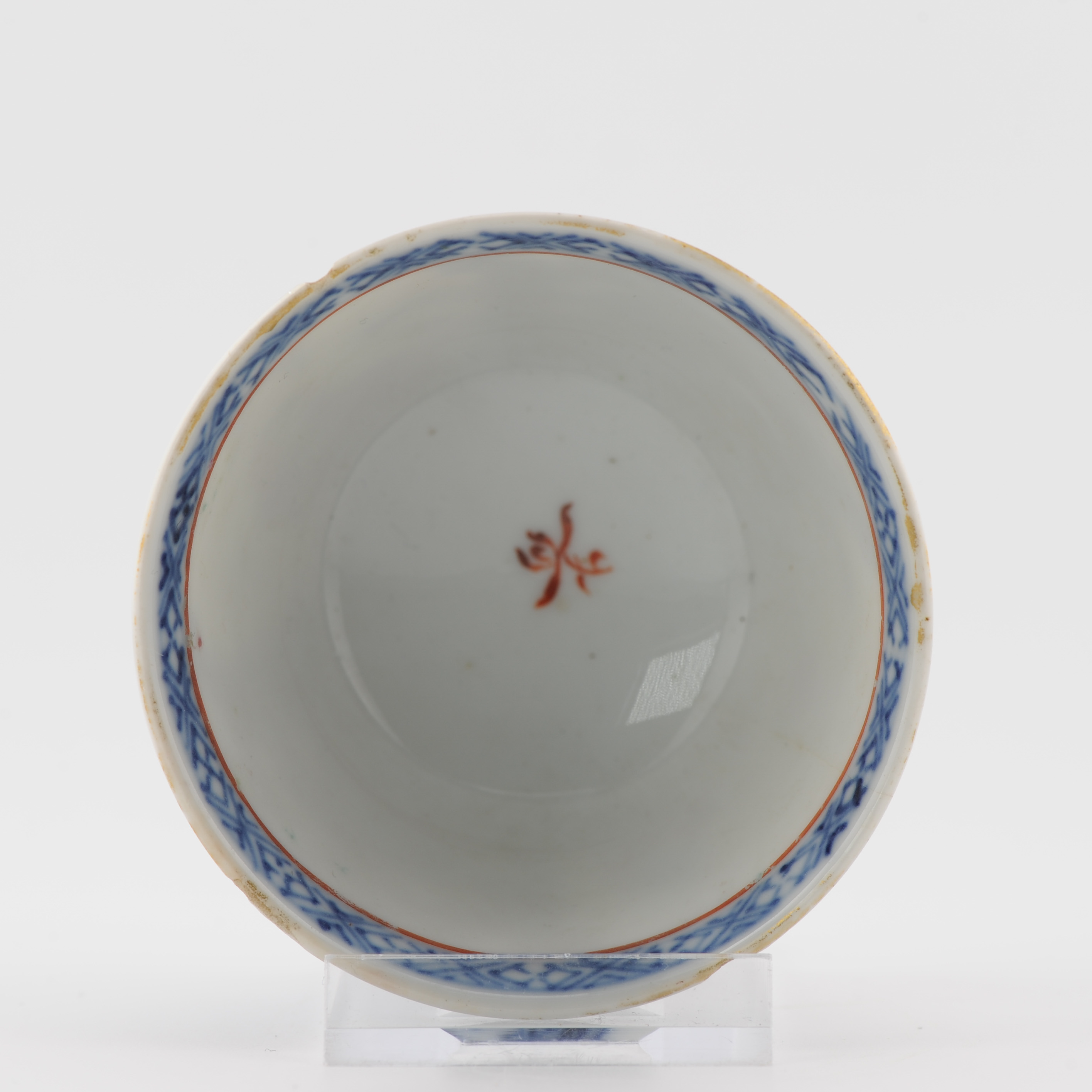 Rare Antique 1750 Chinese Porcelain Qianlong Mandarin Tea Bowl Blue and Fencai - Image 3