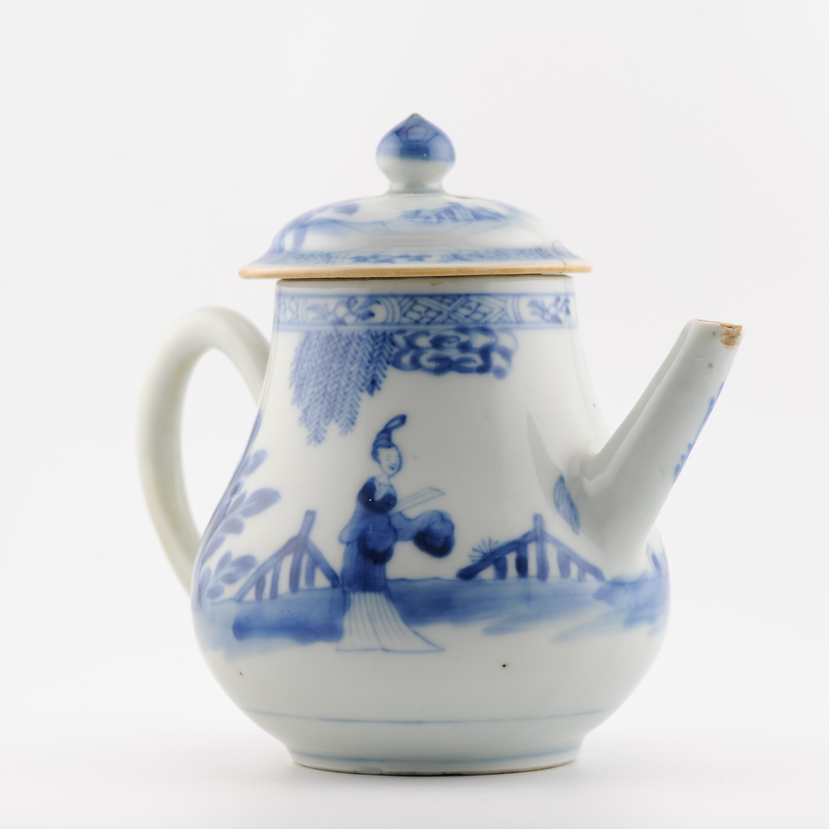 Antique Kangxi Period Chinese Porcelain Blue & White Teapot Landscape - Image 13
