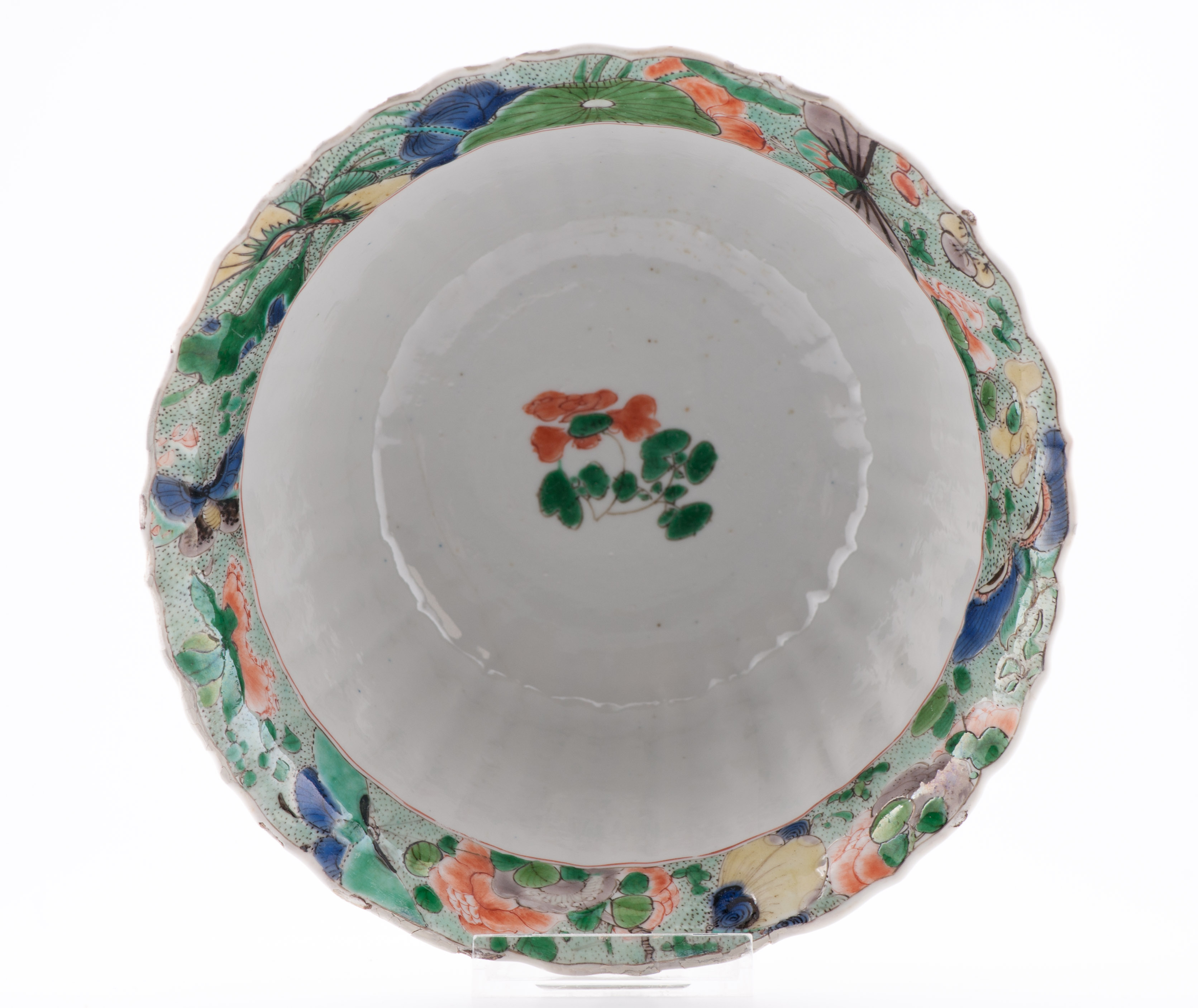 Antique Kangxi Period Chinese Porcelain Famille Verte Bowl Lotus Character - Image 2