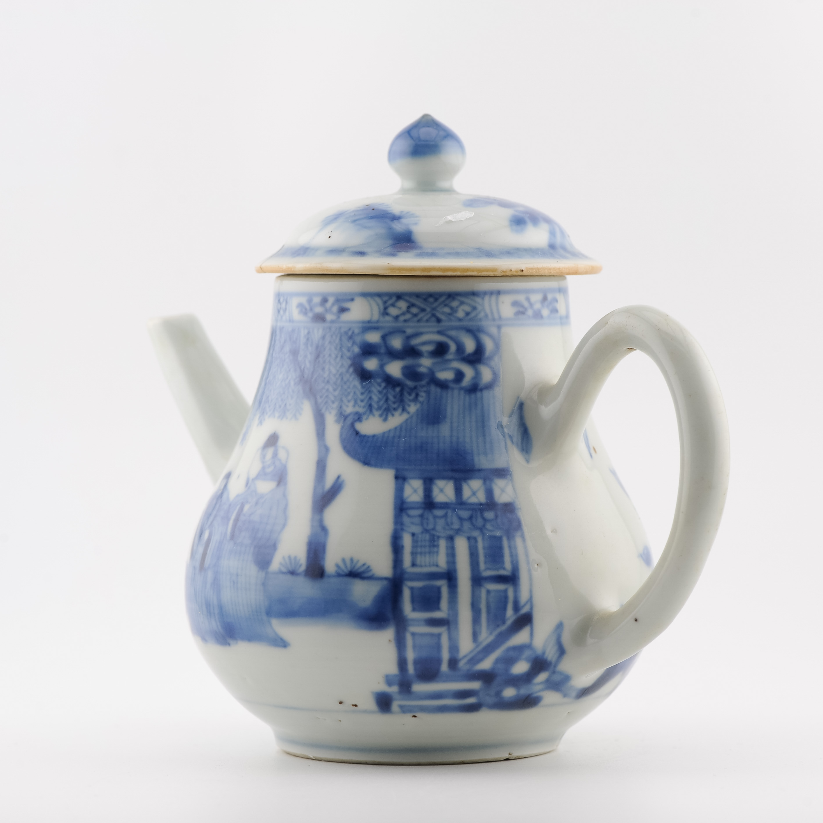 Antique Kangxi Period Chinese Porcelain Blue & White Teapot Landscape - Image 8