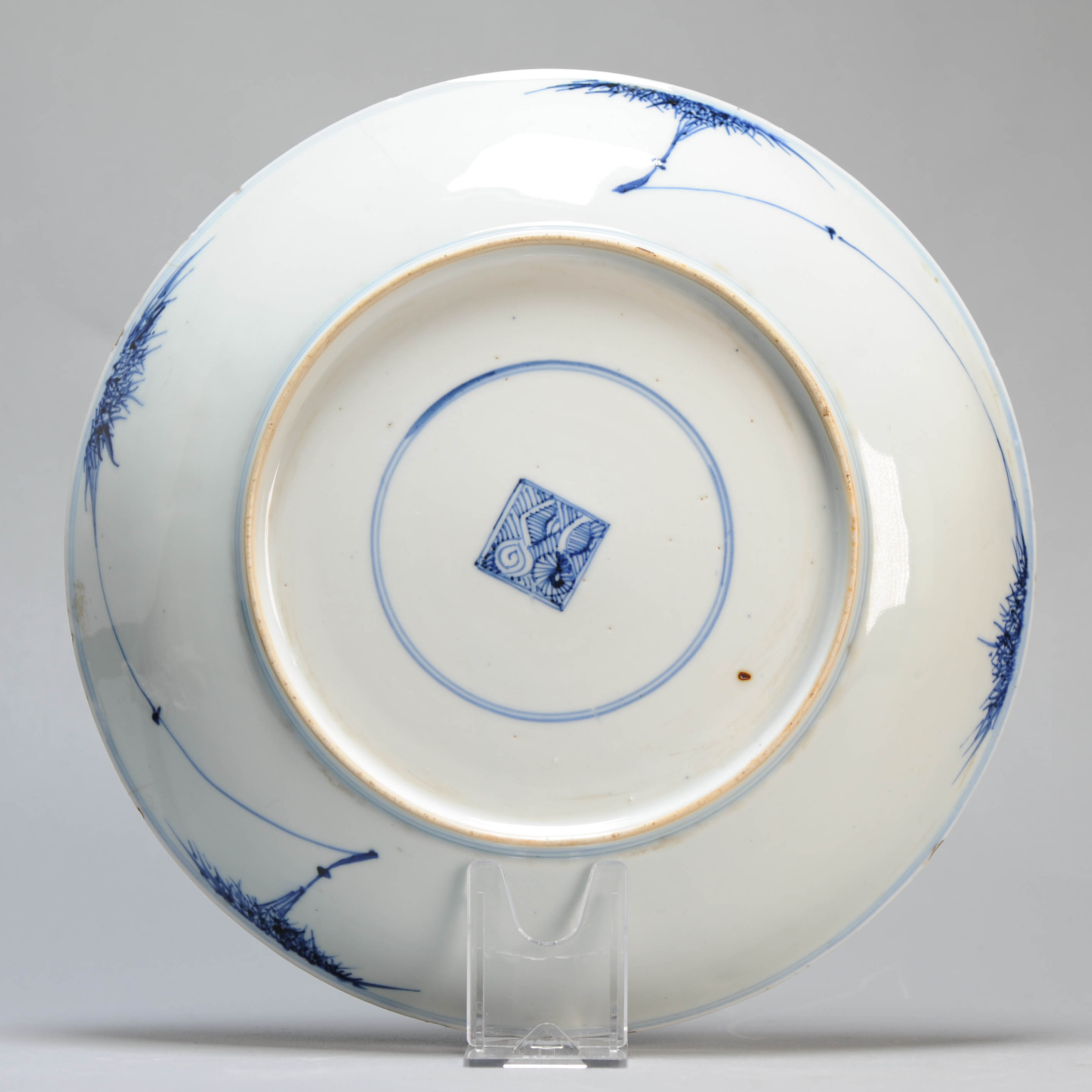 25.5CM Antique 18th Century Chinese Porcelain Plate Figures Design Marked - Image 15