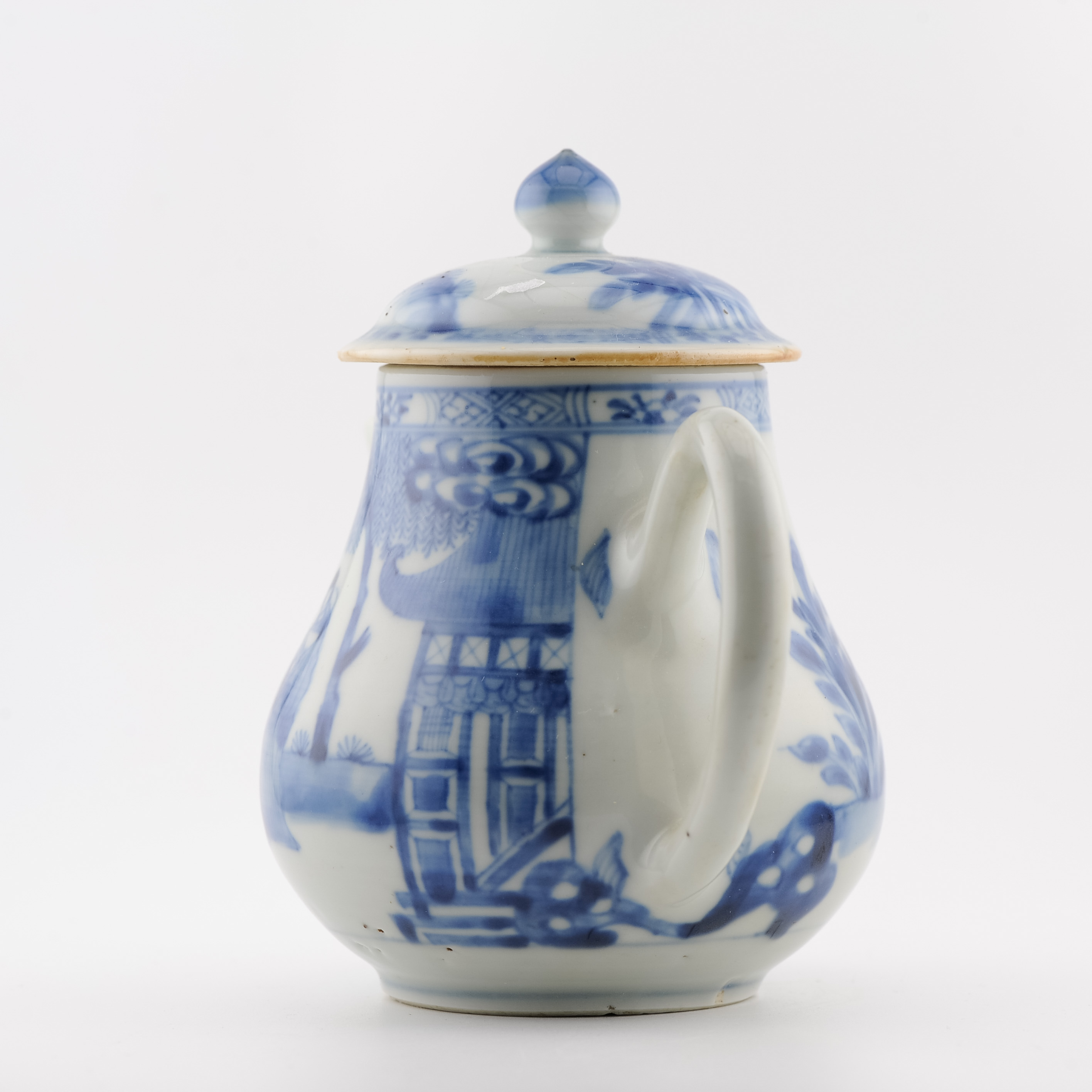 Antique Kangxi Period Chinese Porcelain Blue & White Teapot Landscape - Image 7