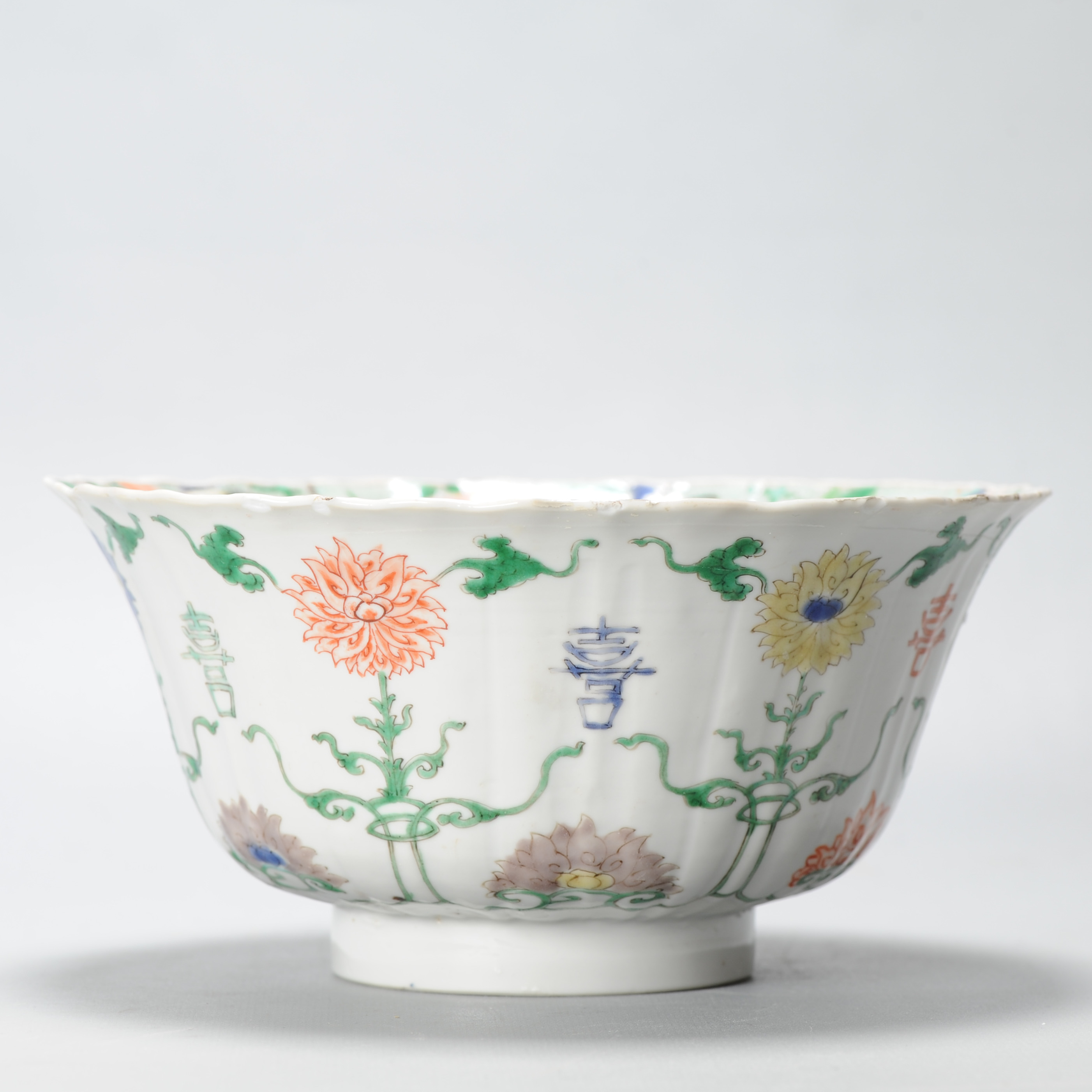 Antique Kangxi Period Chinese Porcelain Famille Verte Bowl Lotus Character - Image 14