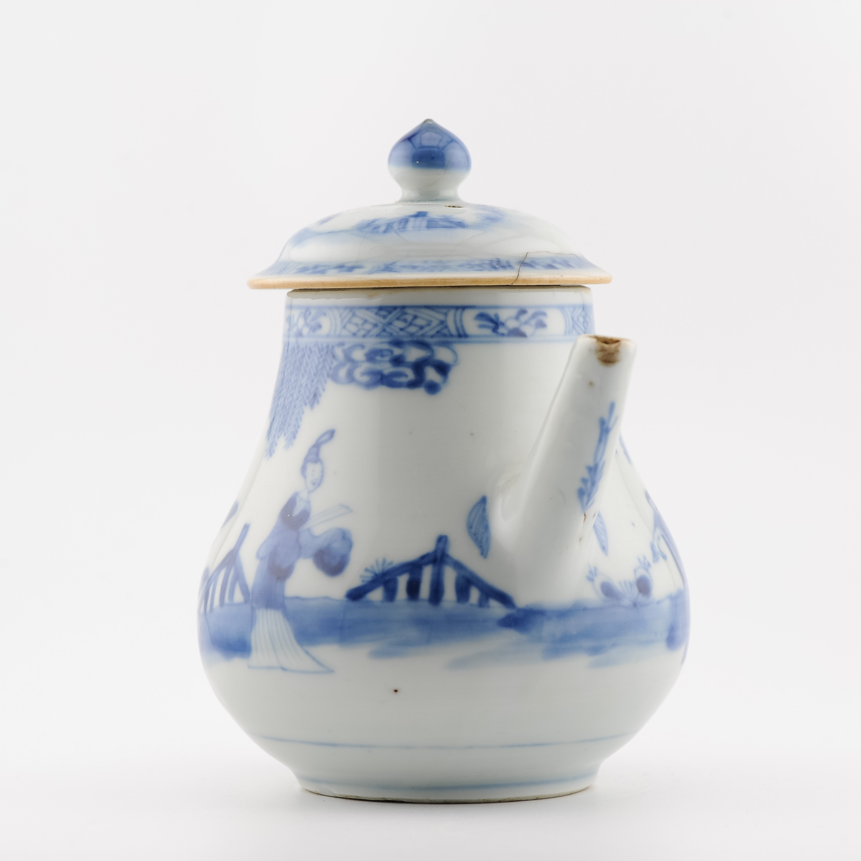 Antique Kangxi Period Chinese Porcelain Blue & White Teapot Landscape - Image 12