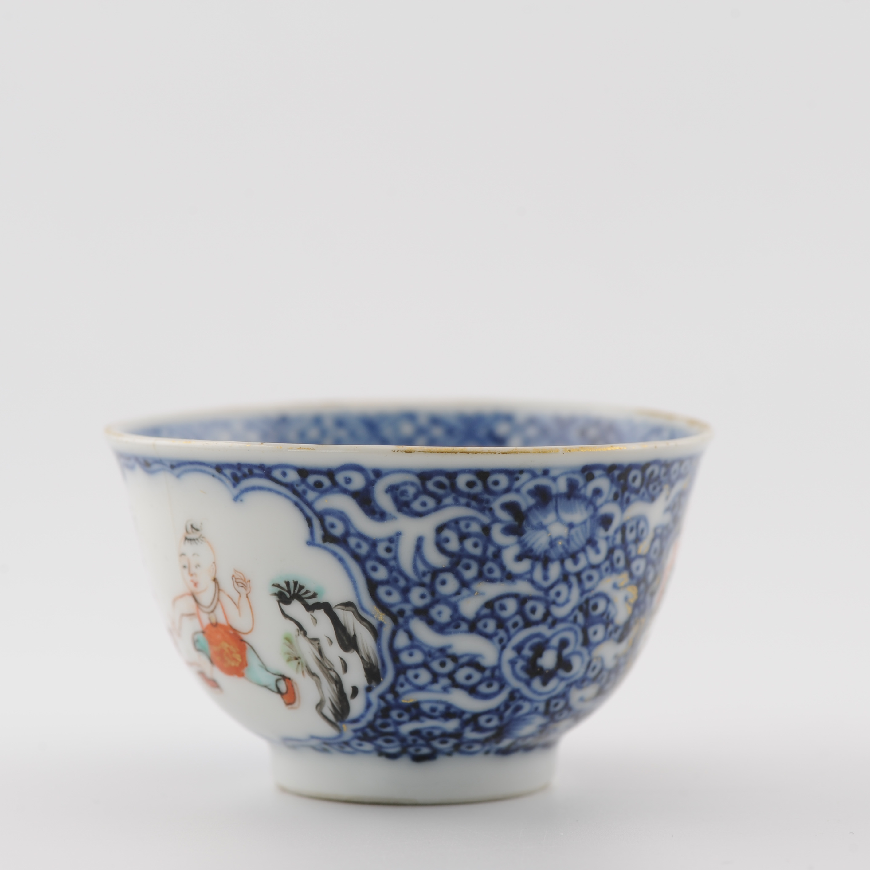 Rare Antique 1750 Chinese Porcelain Qianlong Mandarin Tea Bowl Blue and Fencai - Image 13