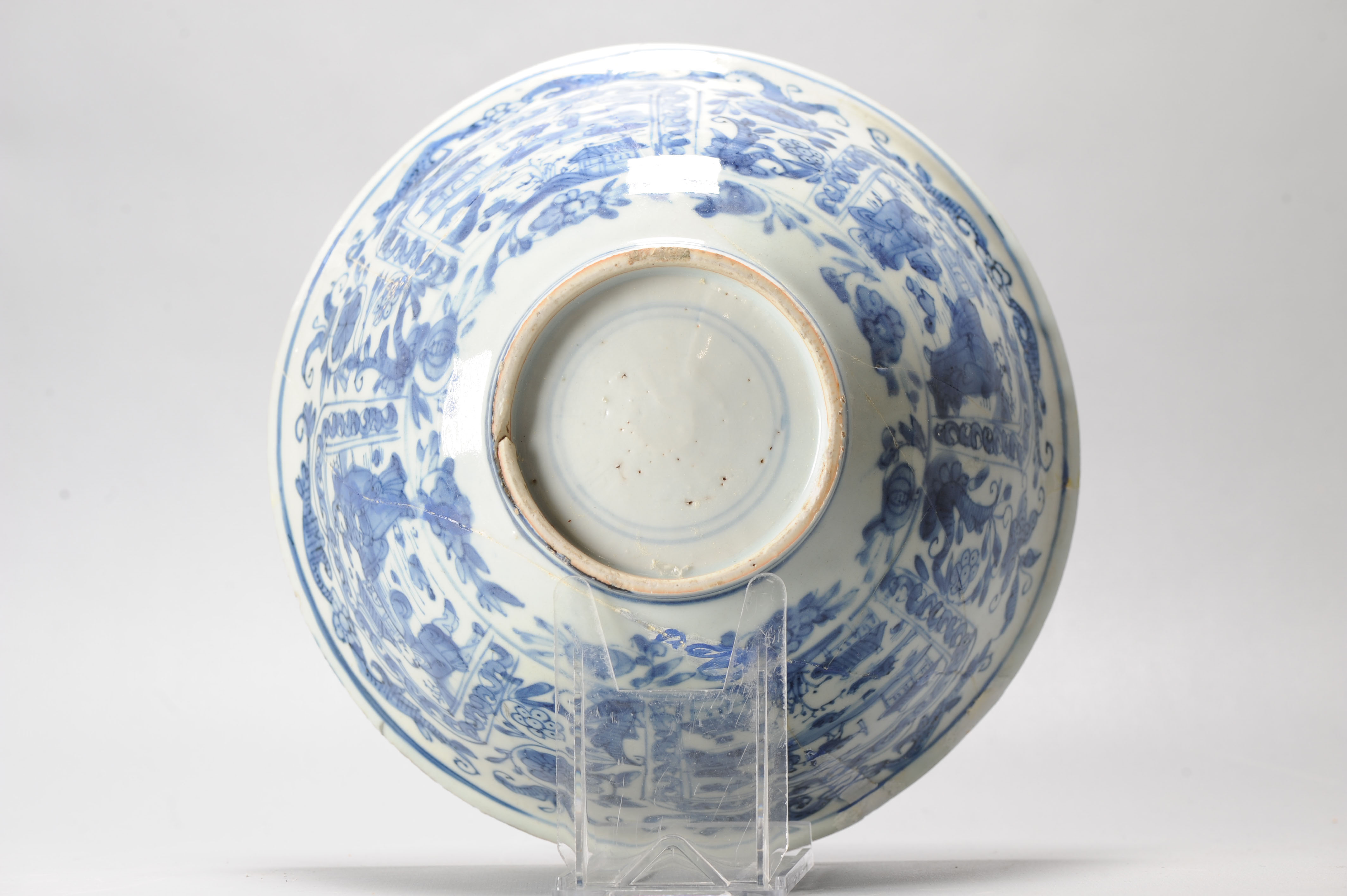 Antique Chongzhen Ming Chinese Porcelain Kraak Bowl with a Landscape Scene - Image 7