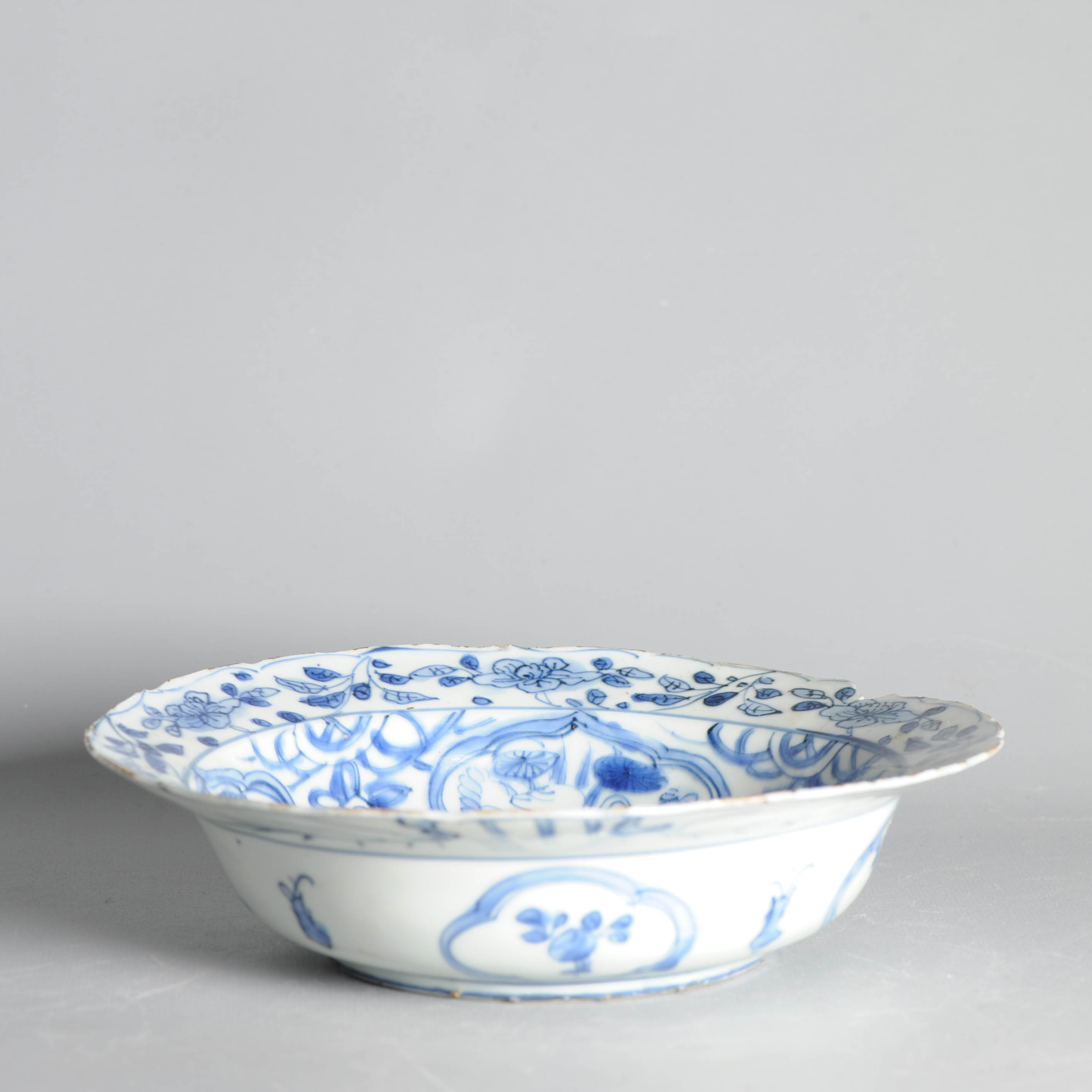 Large Antique Wanli Ming Chinese Porcelain Kraak Landscape Crane Klapmuts - Image 7