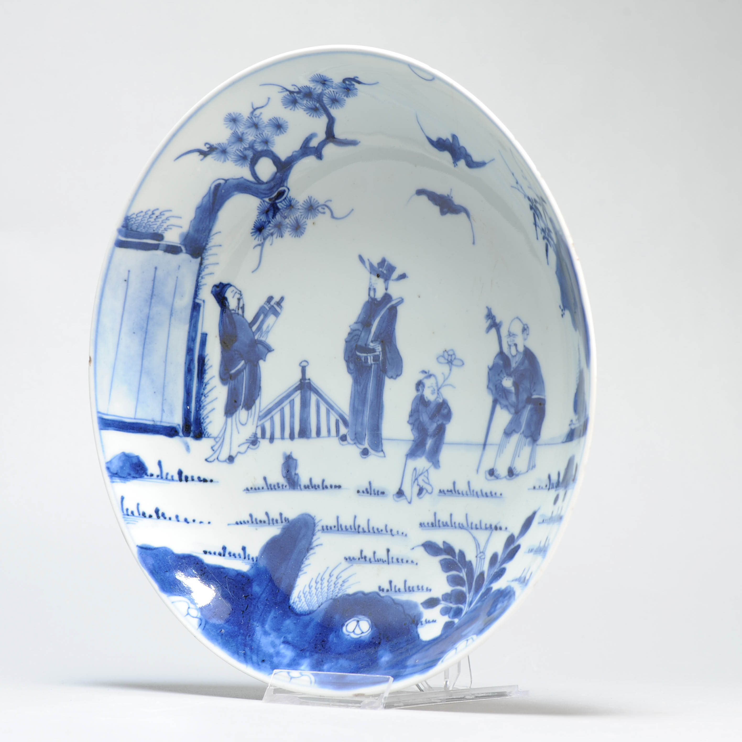 25.5CM Antique 18th Century Chinese Porcelain Plate Figures Design Marked - Image 20