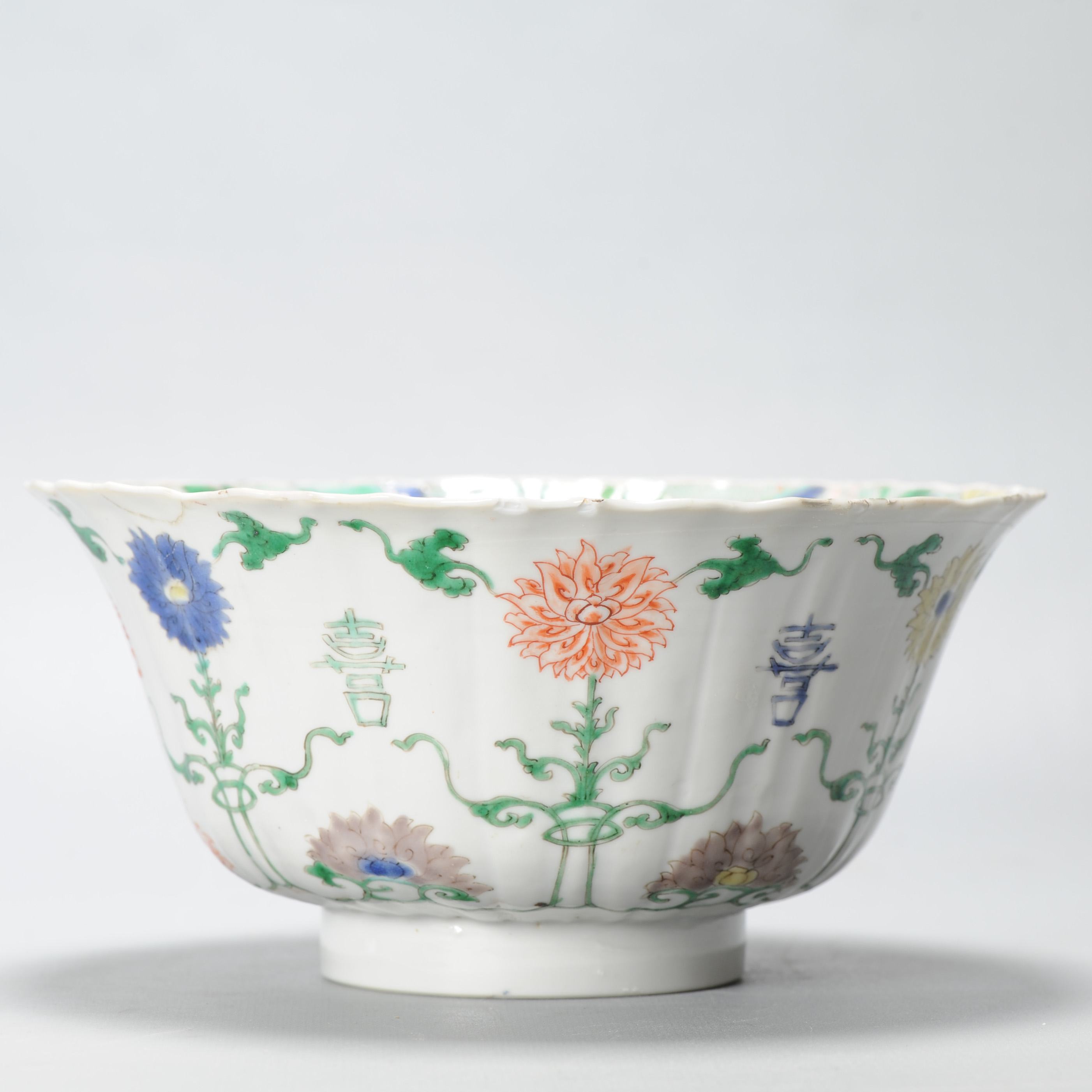 Antique Kangxi Period Chinese Porcelain Famille Verte Bowl Lotus Character - Image 13