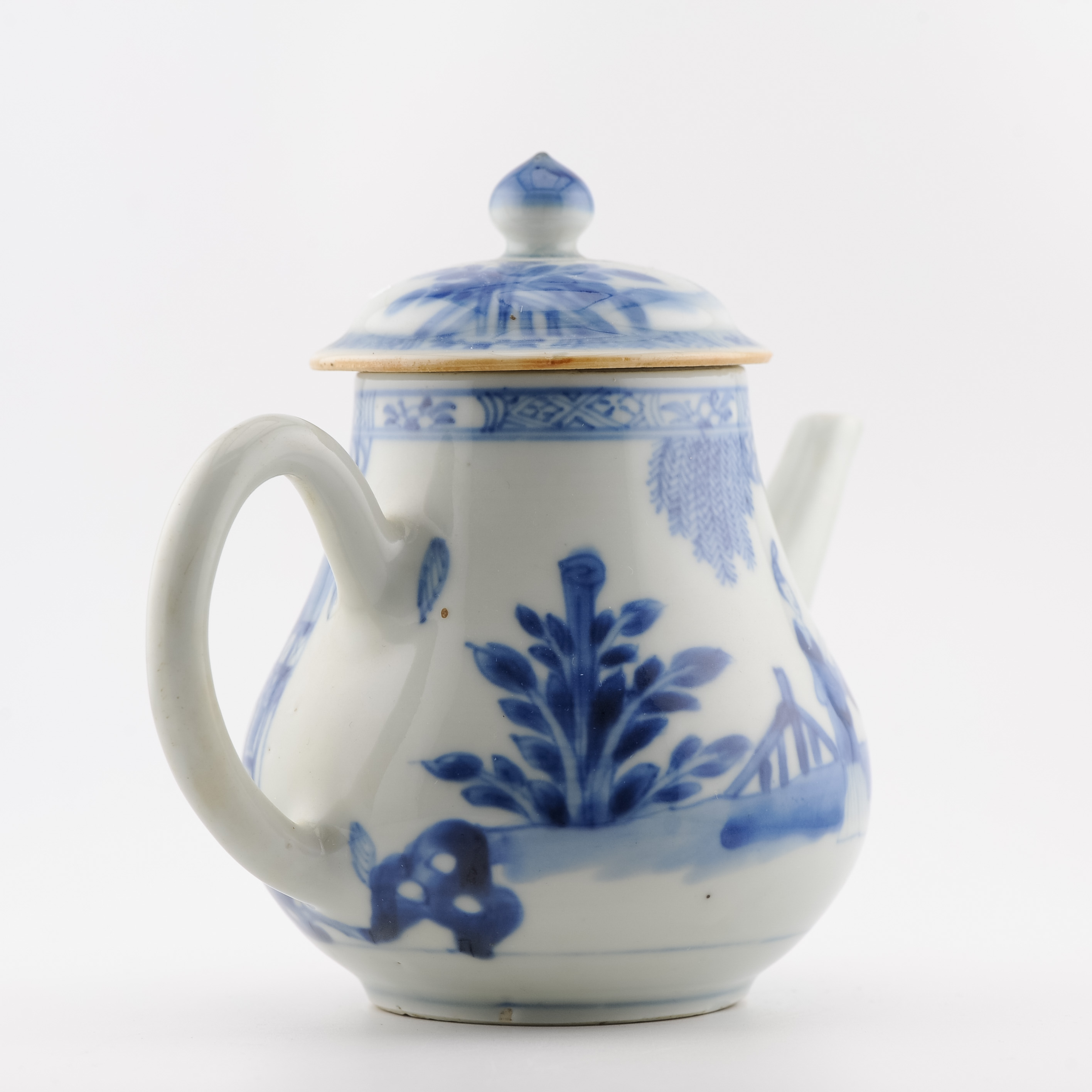 Antique Kangxi Period Chinese Porcelain Blue & White Teapot Landscape - Image 5