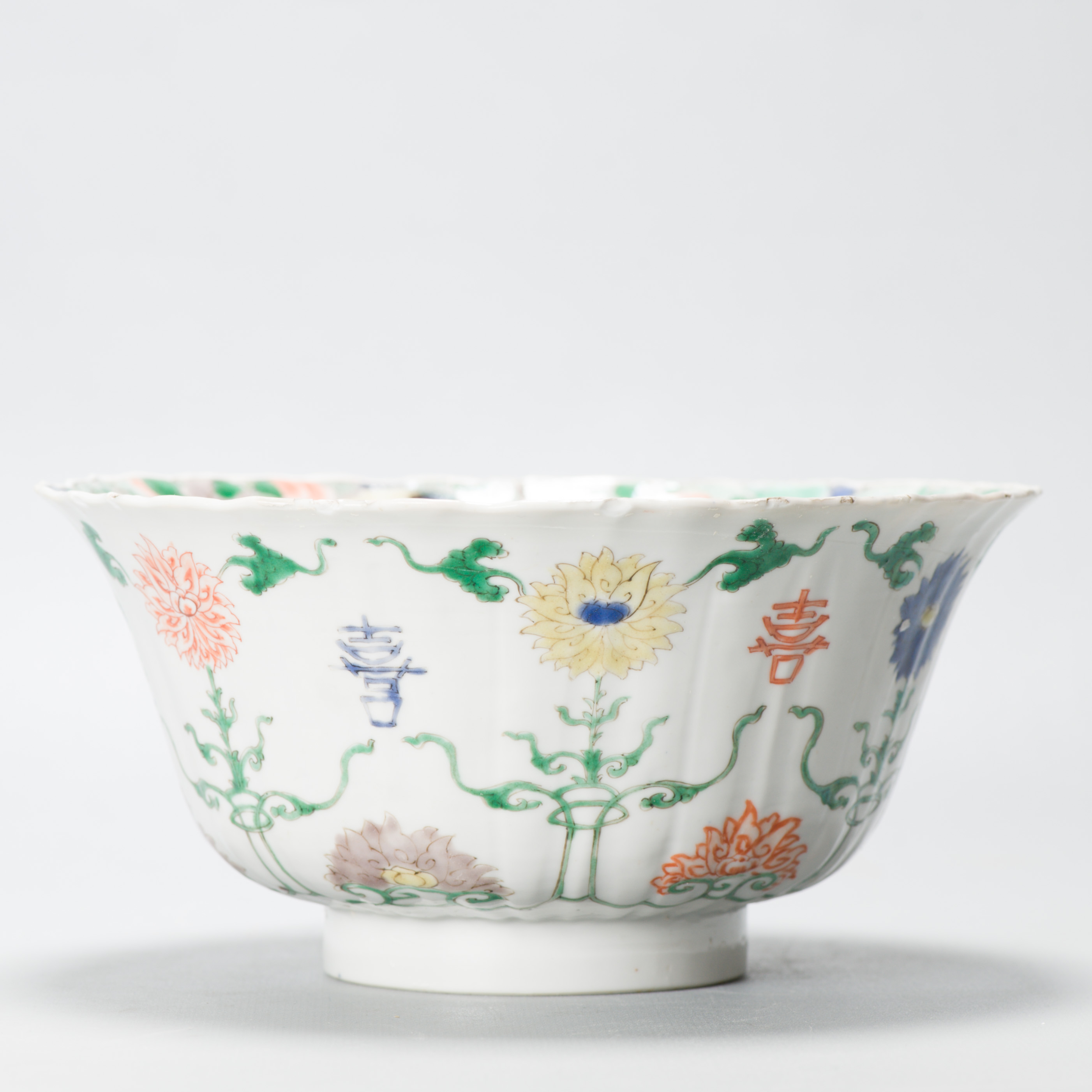 Antique Kangxi Period Chinese Porcelain Famille Verte Bowl Lotus Character - Image 15