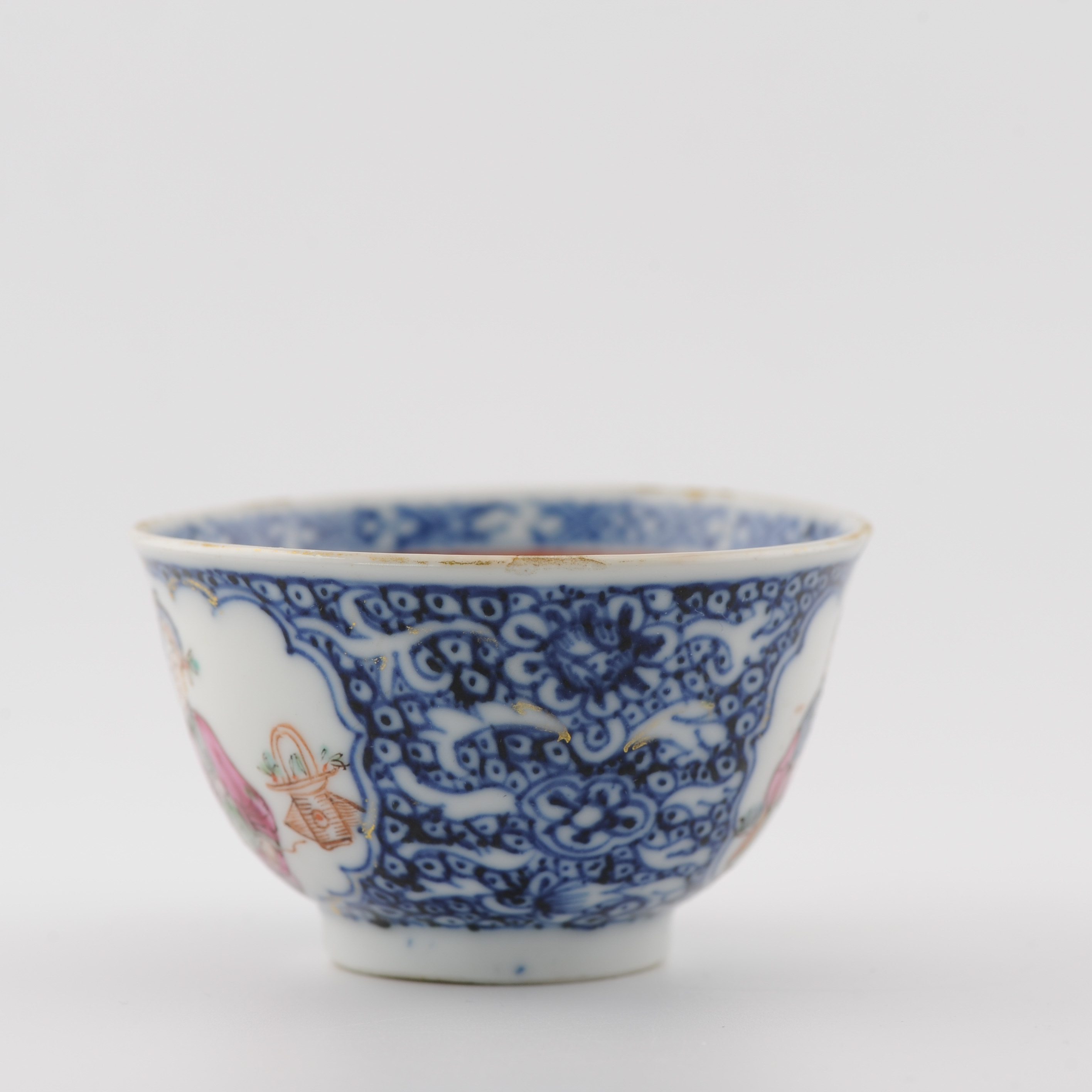 Rare Antique 1750 Chinese Porcelain Qianlong Mandarin Tea Bowl Blue and Fencai - Image 7