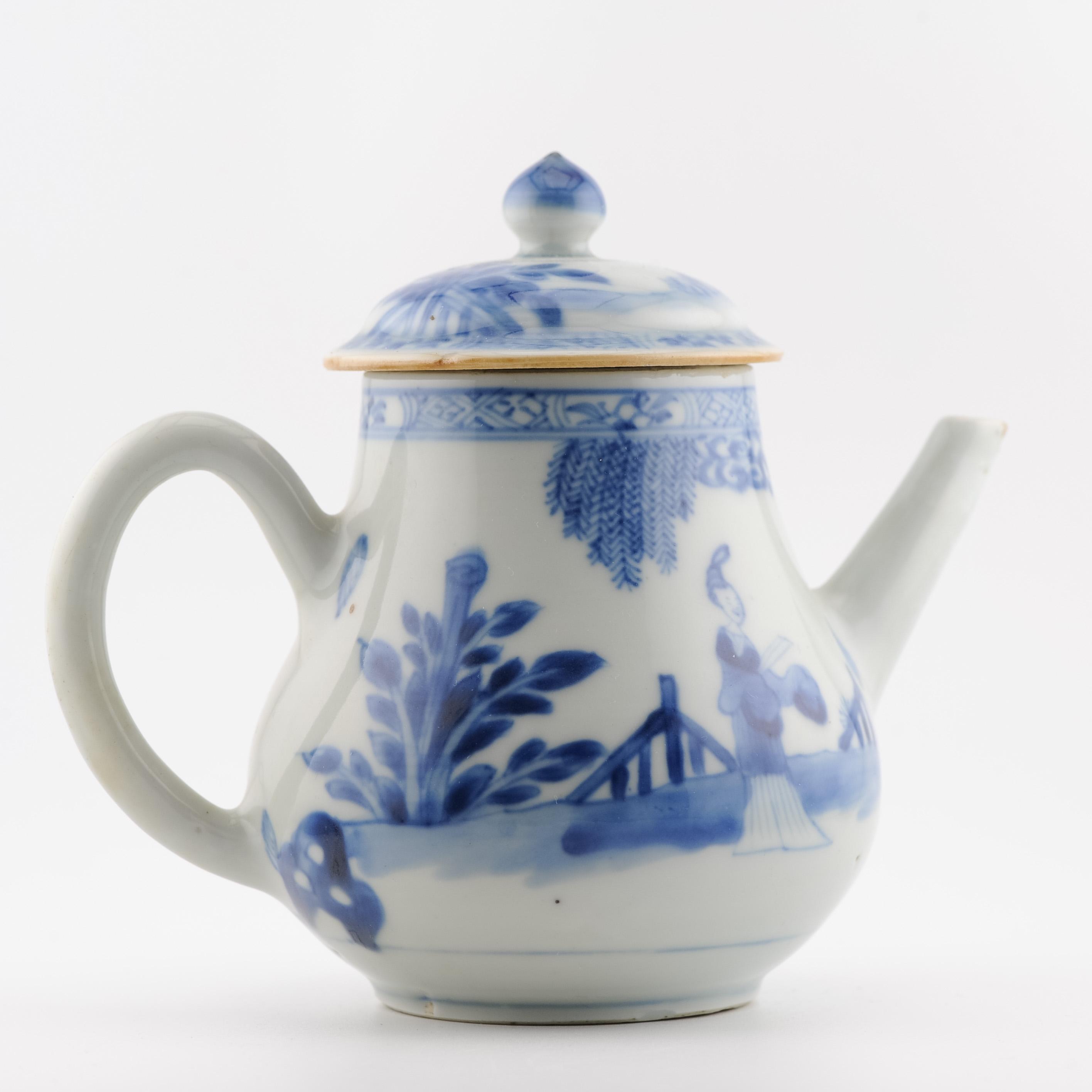 Antique Kangxi Period Chinese Porcelain Blue & White Teapot Landscape - Image 4