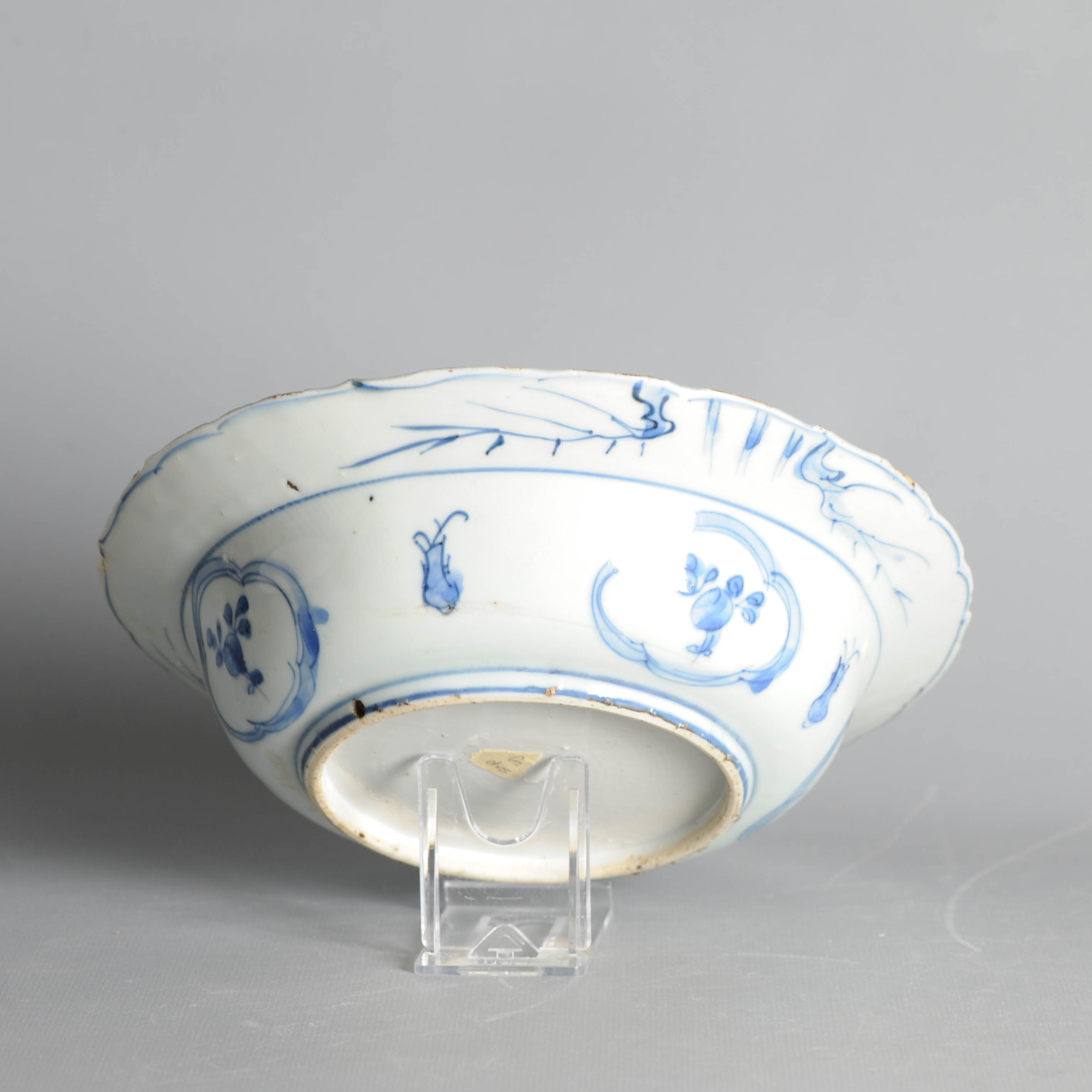 Large Antique Wanli Ming Chinese Porcelain Kraak Landscape Crane Klapmuts - Image 2