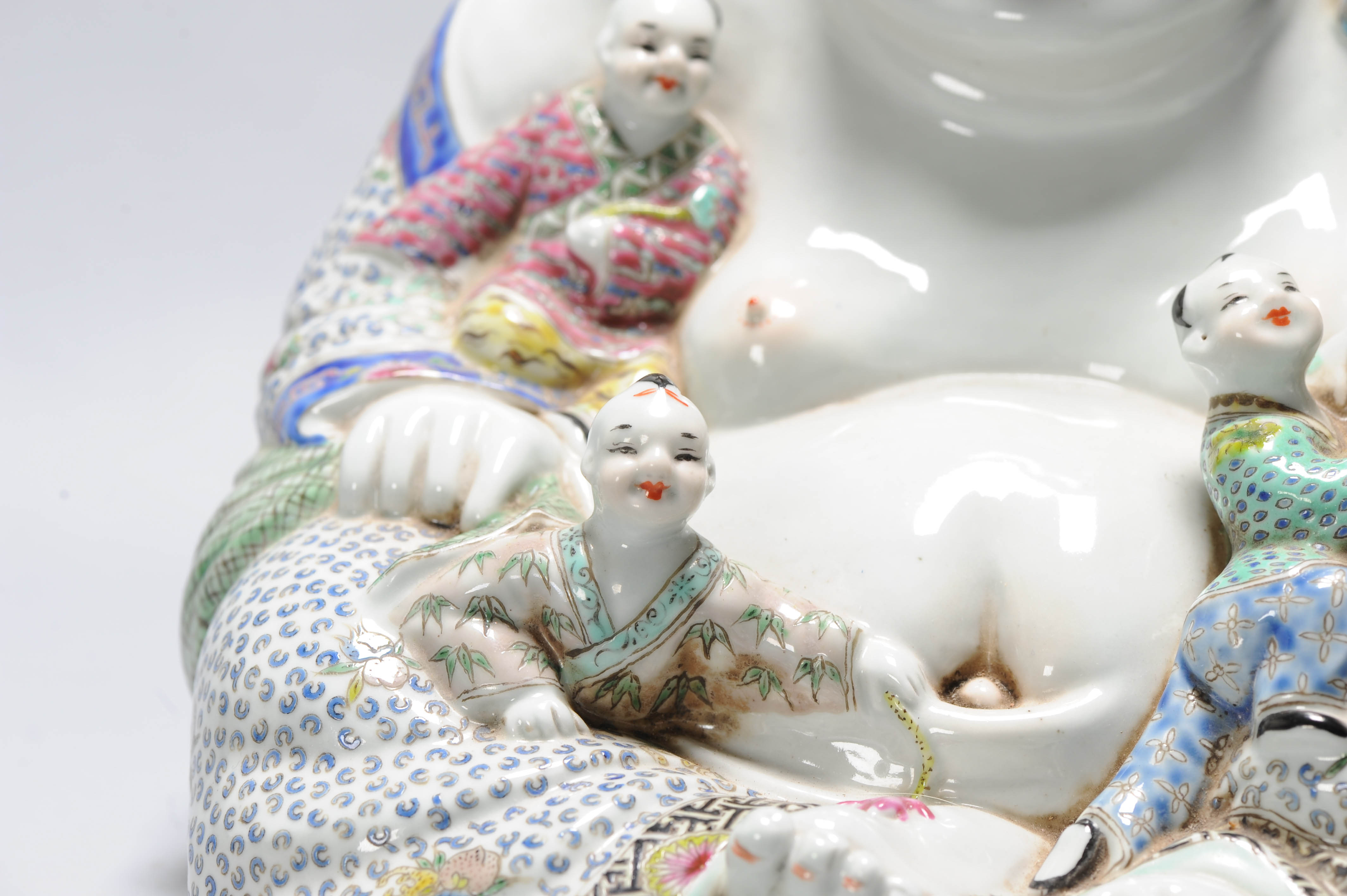 Antique Republic Period 1912-1949 Chinese Porcelain Laughing Buddha - Image 4