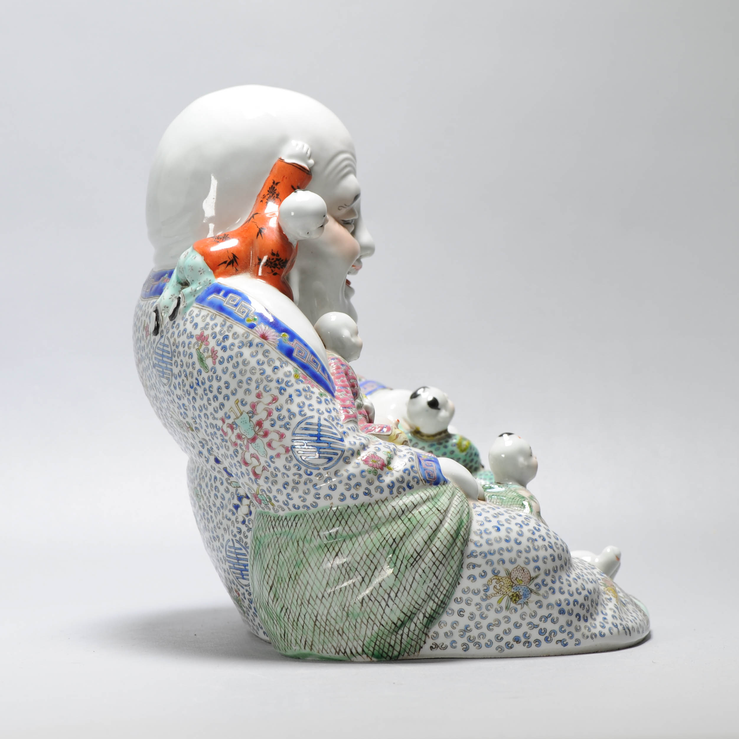 Antique Republic Period 1912-1949 Chinese Porcelain Laughing Buddha - Image 12