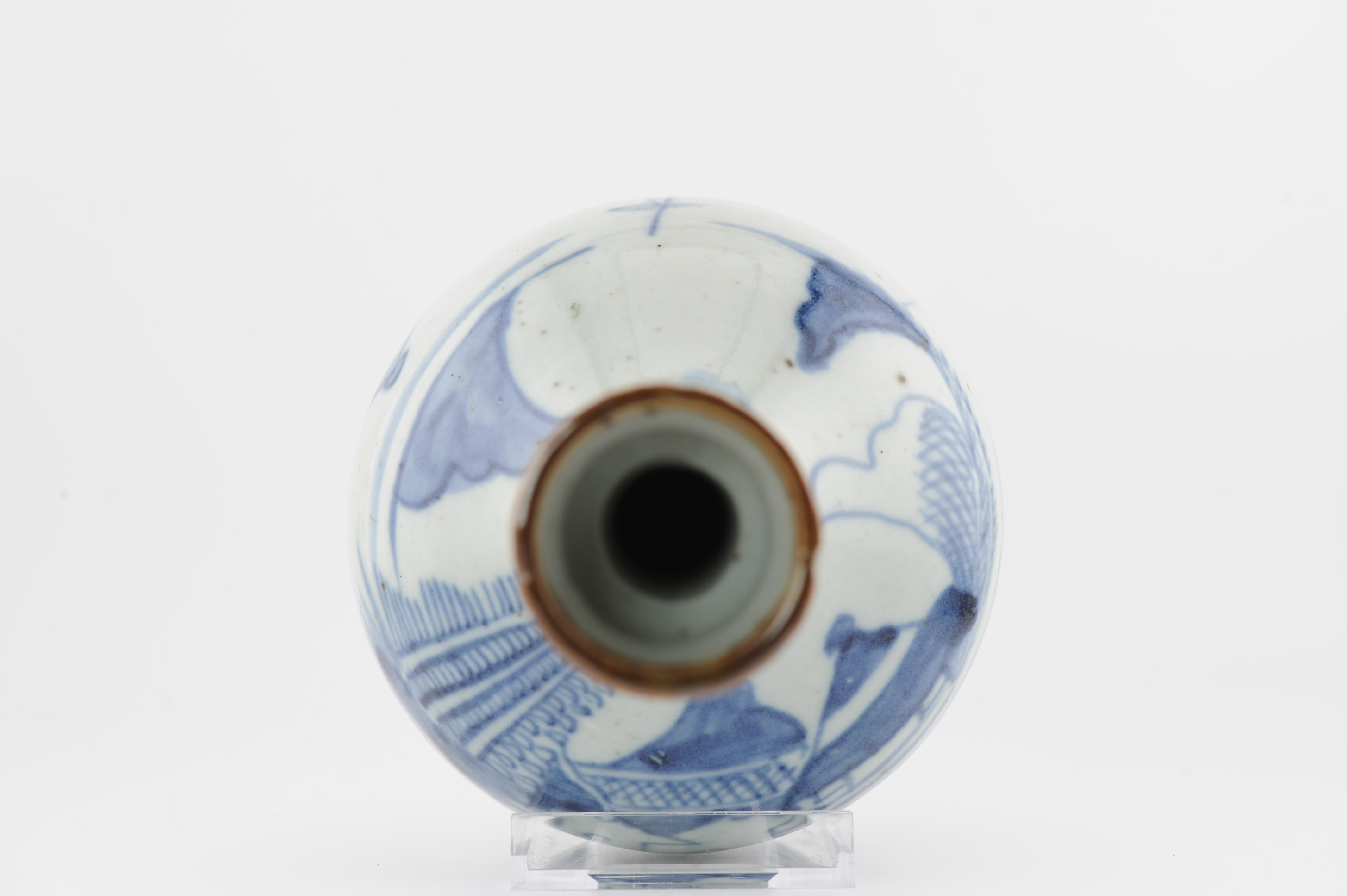 Antique 19C Chinese Porcelain Blue and white Vase Landscape Fishermen Boats - Image 3