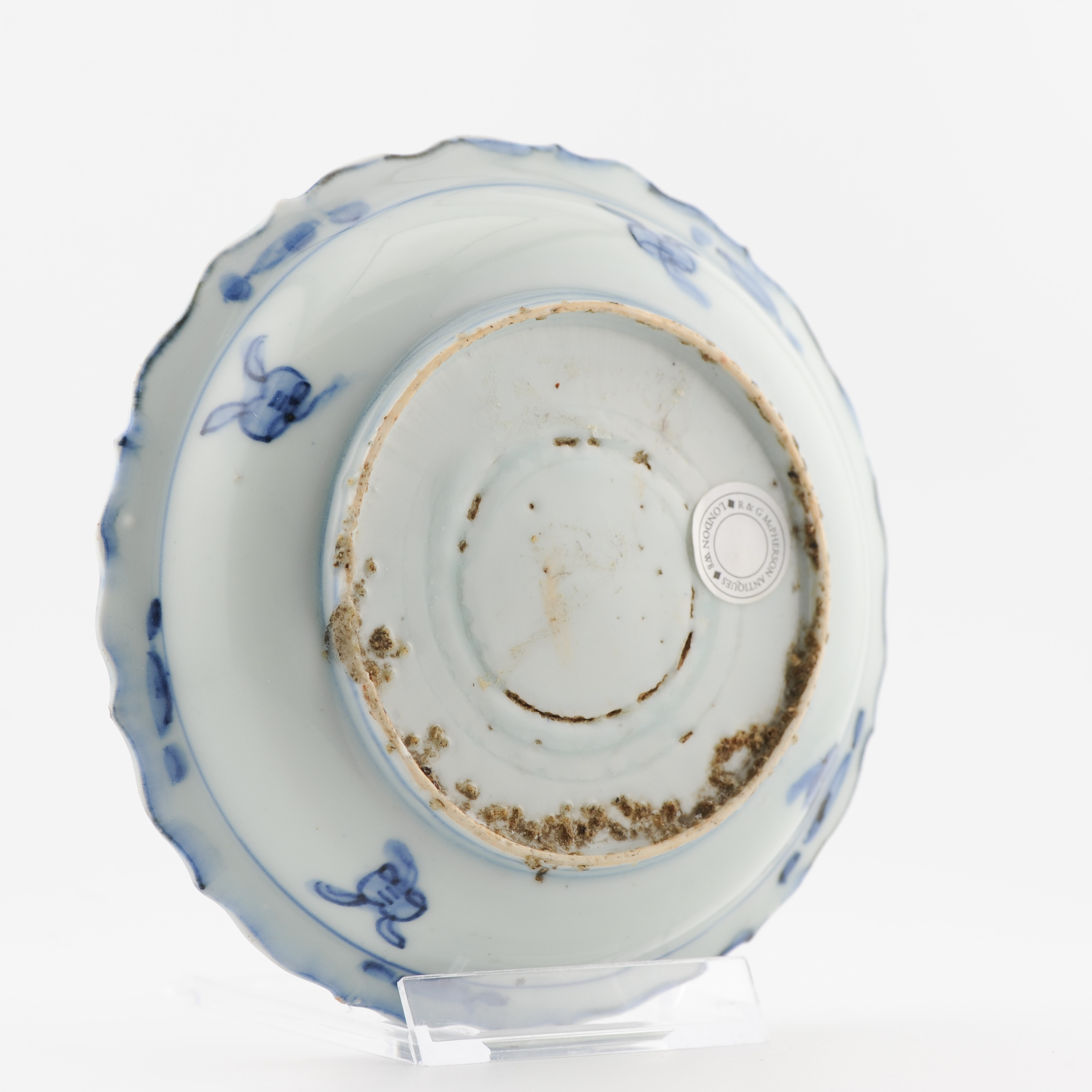 14CM Antique 16C Ming Jiajing Period Dish Chinese Porcelain Duck Pond - Image 9