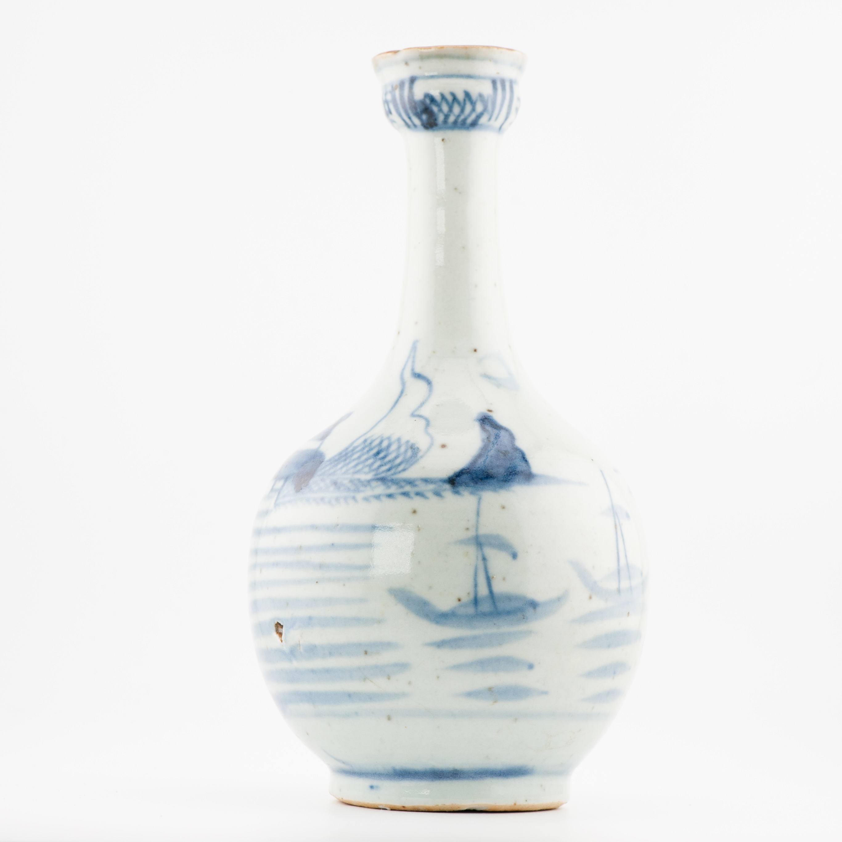 Antique 19C Chinese Porcelain Blue and white Vase Landscape Fishermen Boats - Image 12