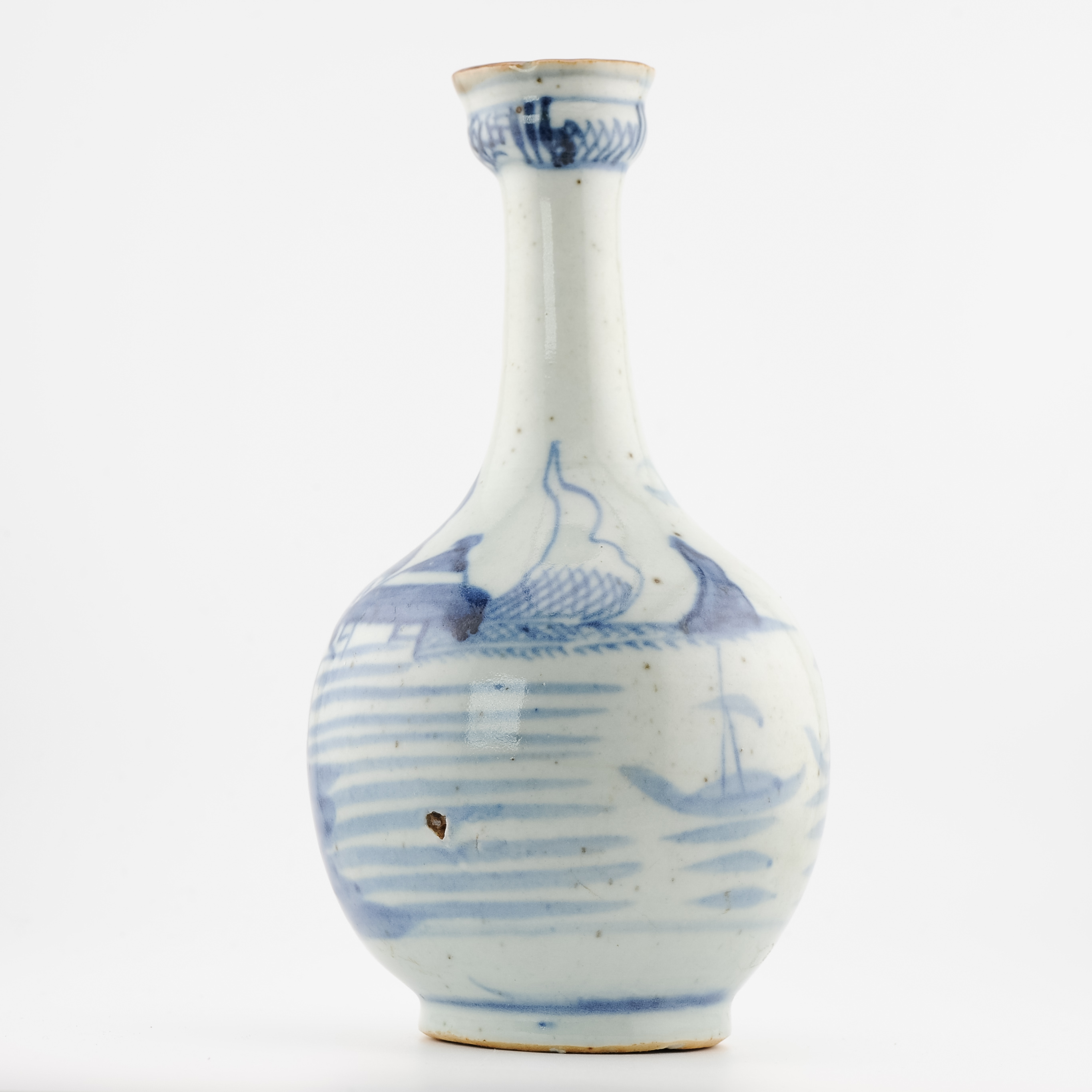 Antique 19C Chinese Porcelain Blue and white Vase Landscape Fishermen Boats - Image 13