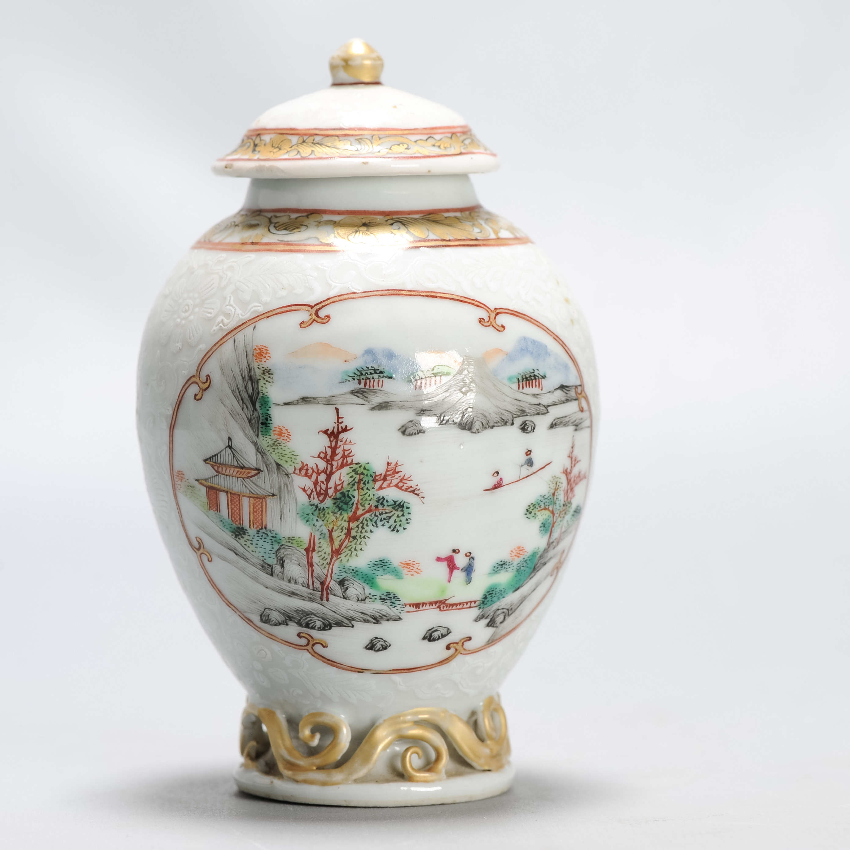Antique 1740-1750 Chinese Porcelain Yongzheng/Qianlong Tea Caddy Famille Rose - Image 7
