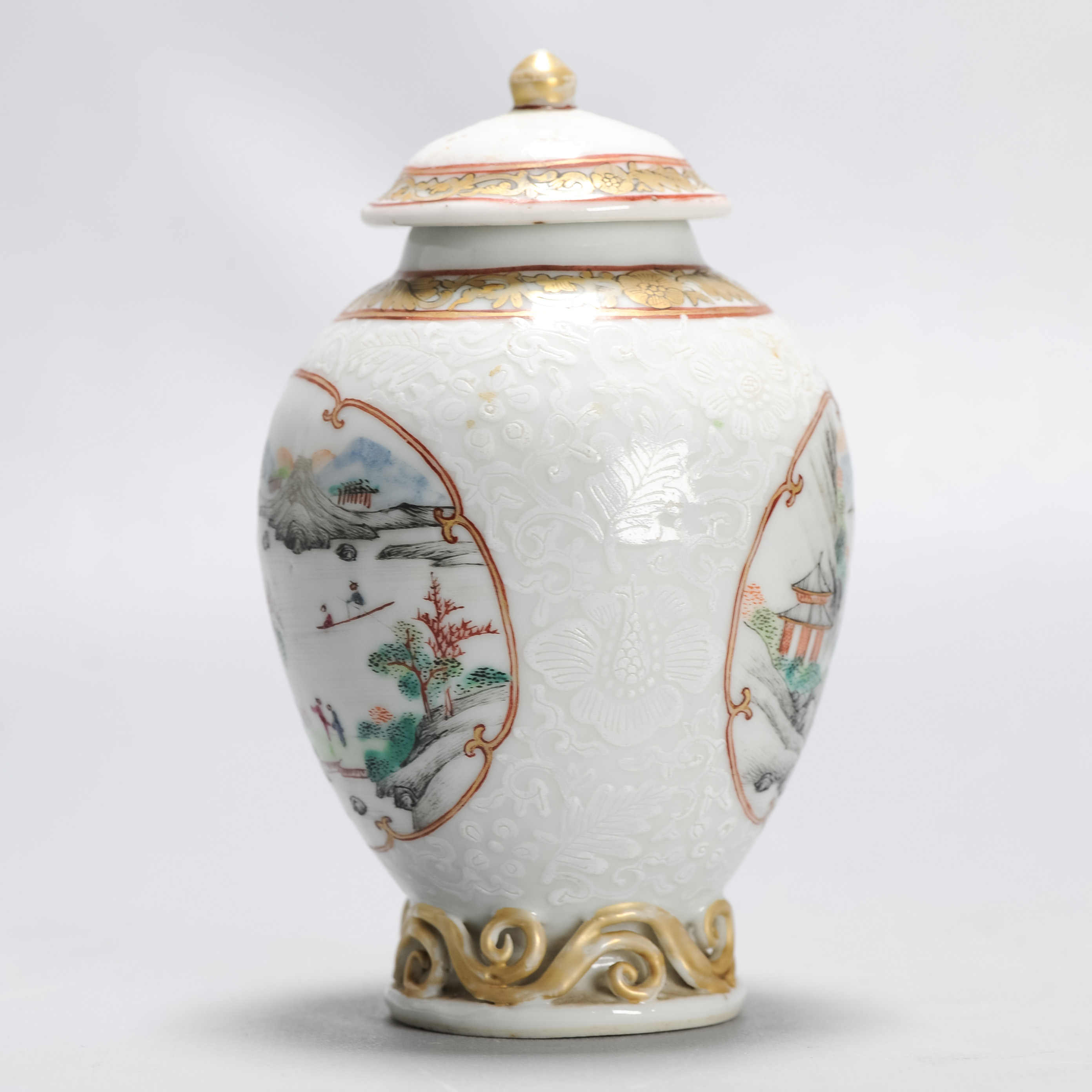 Antique 1740-1750 Chinese Porcelain Yongzheng/Qianlong Tea Caddy Famille Rose - Image 5