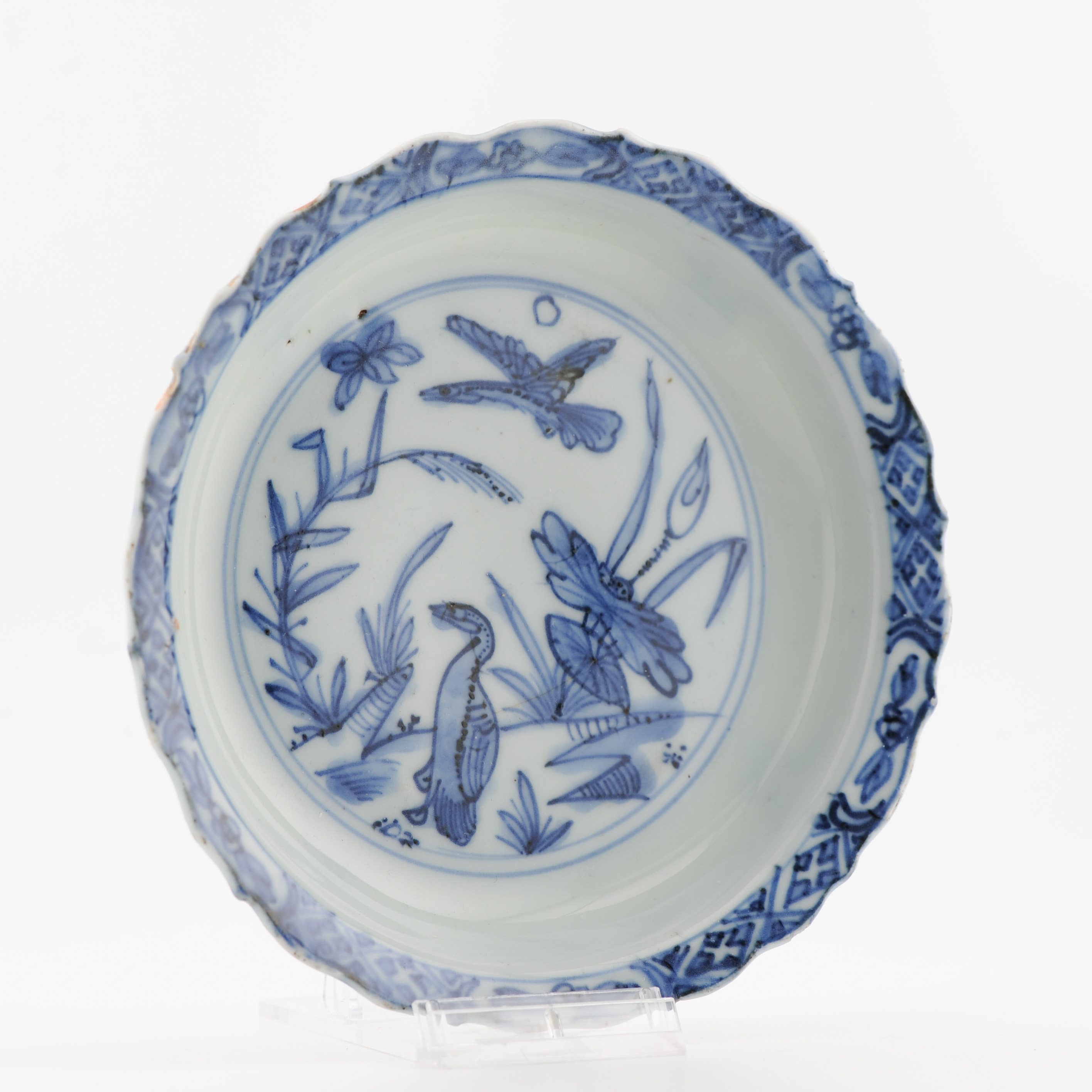 14CM Antique 16C Ming Jiajing Period Dish Chinese Porcelain Duck Pond - Image 3