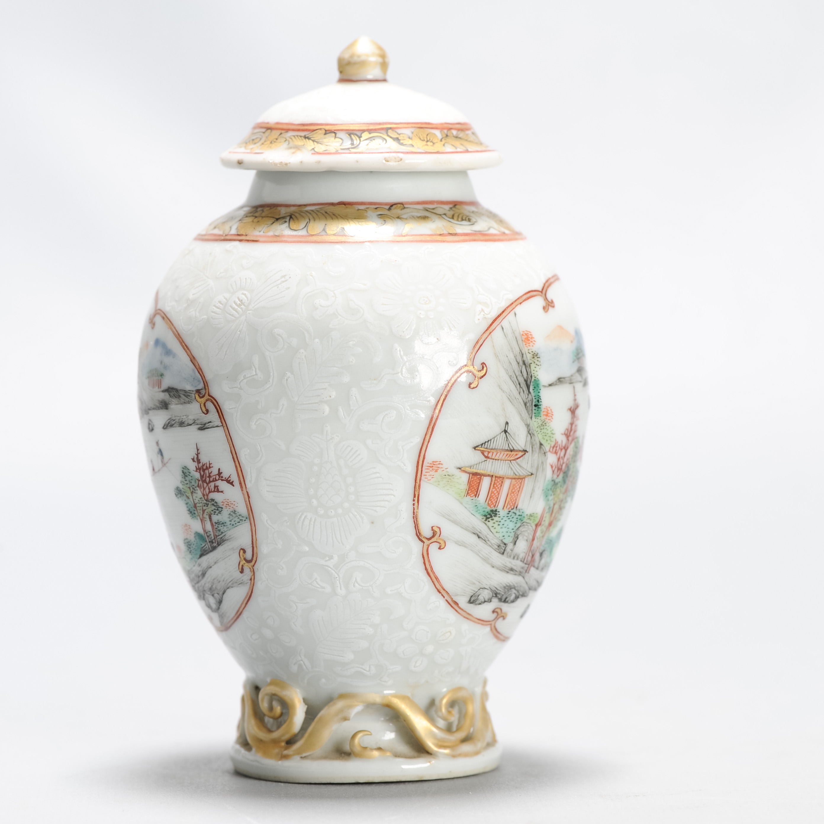 Antique 1740-1750 Chinese Porcelain Yongzheng/Qianlong Tea Caddy Famille Rose - Image 9