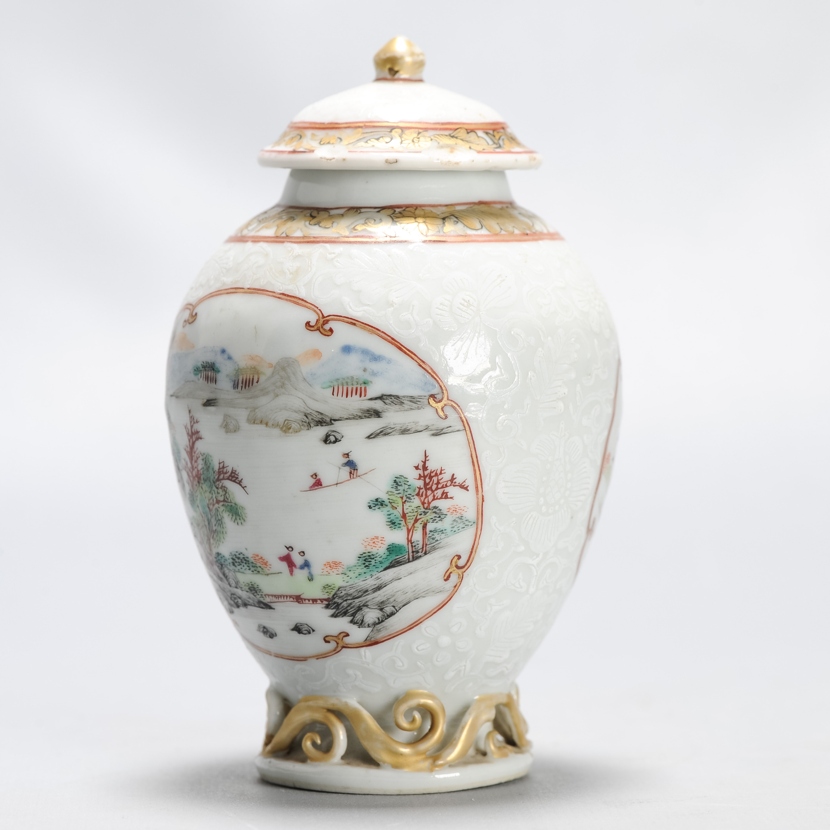Antique 1740-1750 Chinese Porcelain Yongzheng/Qianlong Tea Caddy Famille Rose - Image 11