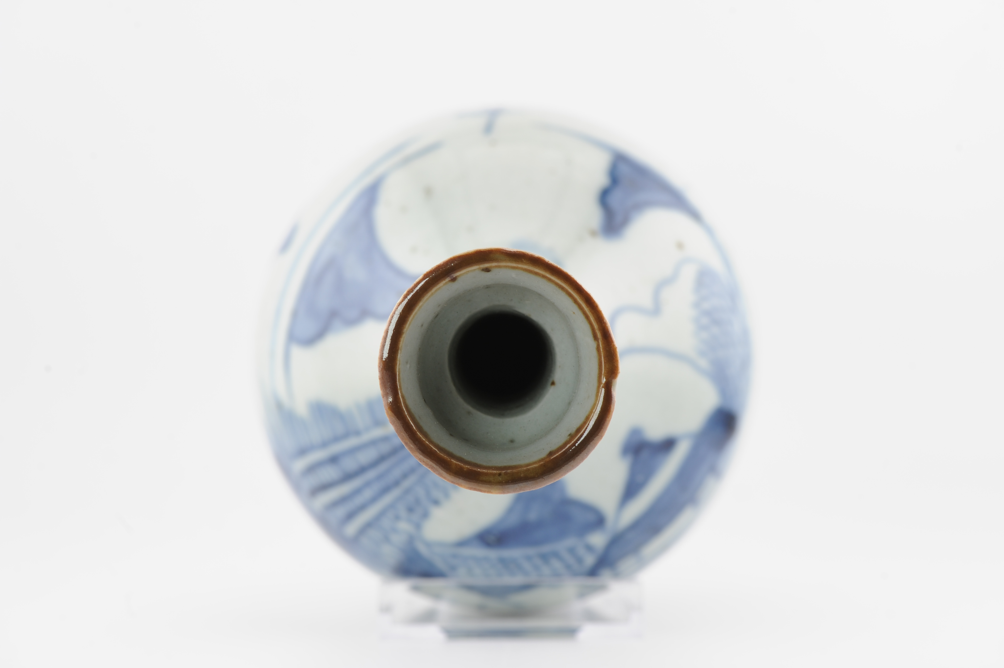 Antique 19C Chinese Porcelain Blue and white Vase Landscape Fishermen Boats - Image 4